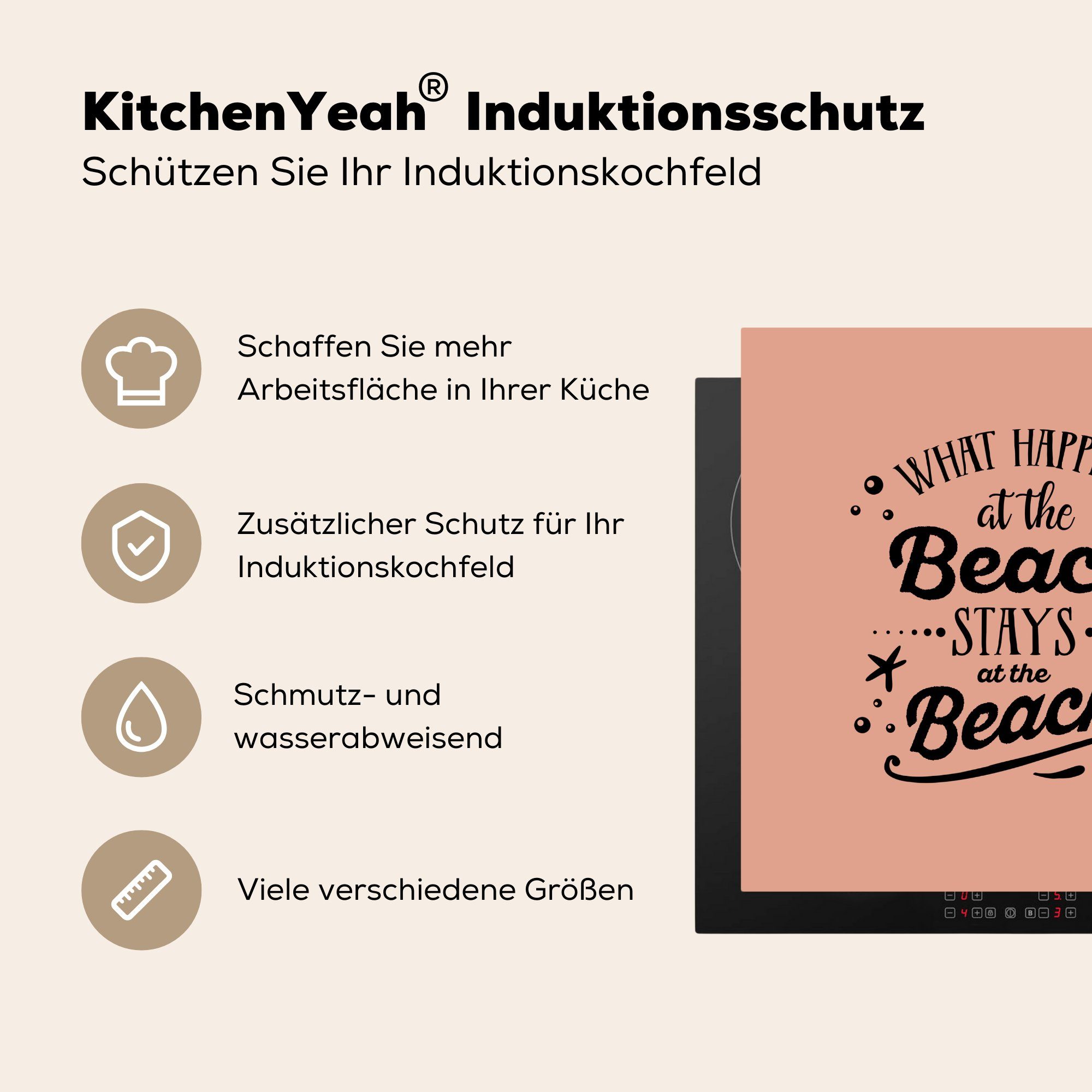 - MuchoWow Herdblende-/Abdeckplatte cm, tlg), 78x78 Arbeitsplatte (1 Ceranfeldabdeckung, Strand Sprichwörter, - küche Seestern für Vinyl,