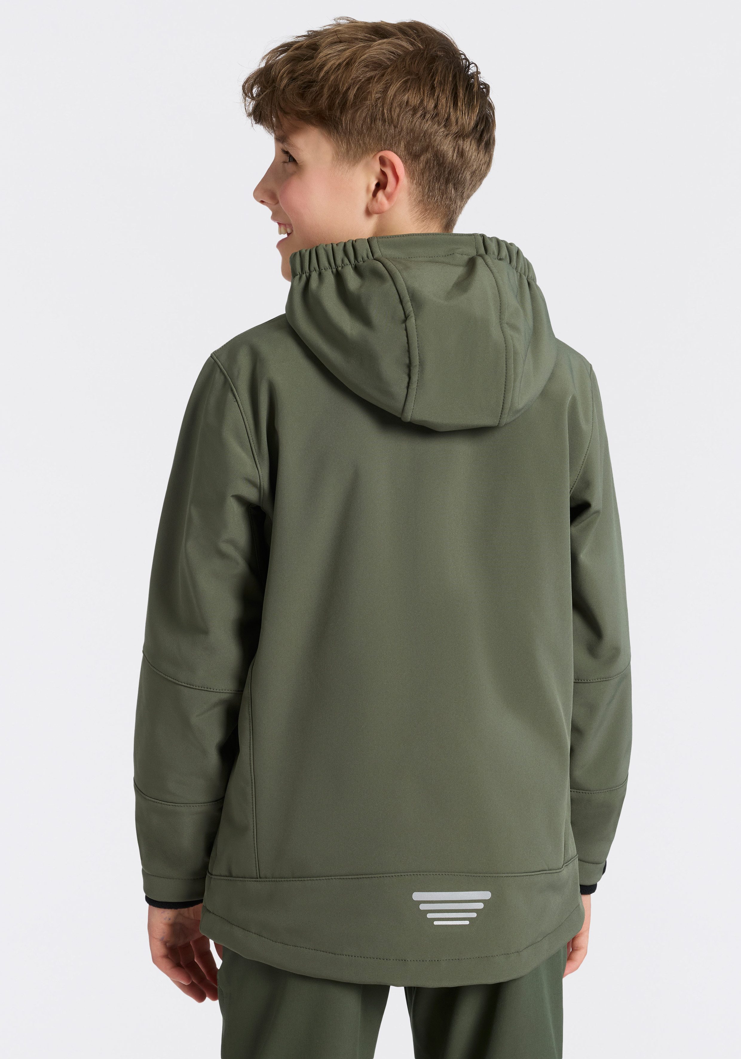 CMP Softshelljacke KID SOFTSHELL JACKET FIX HOOD mit hoch geschlossenem Ausschnitt, elastisch, atmungsaktiv