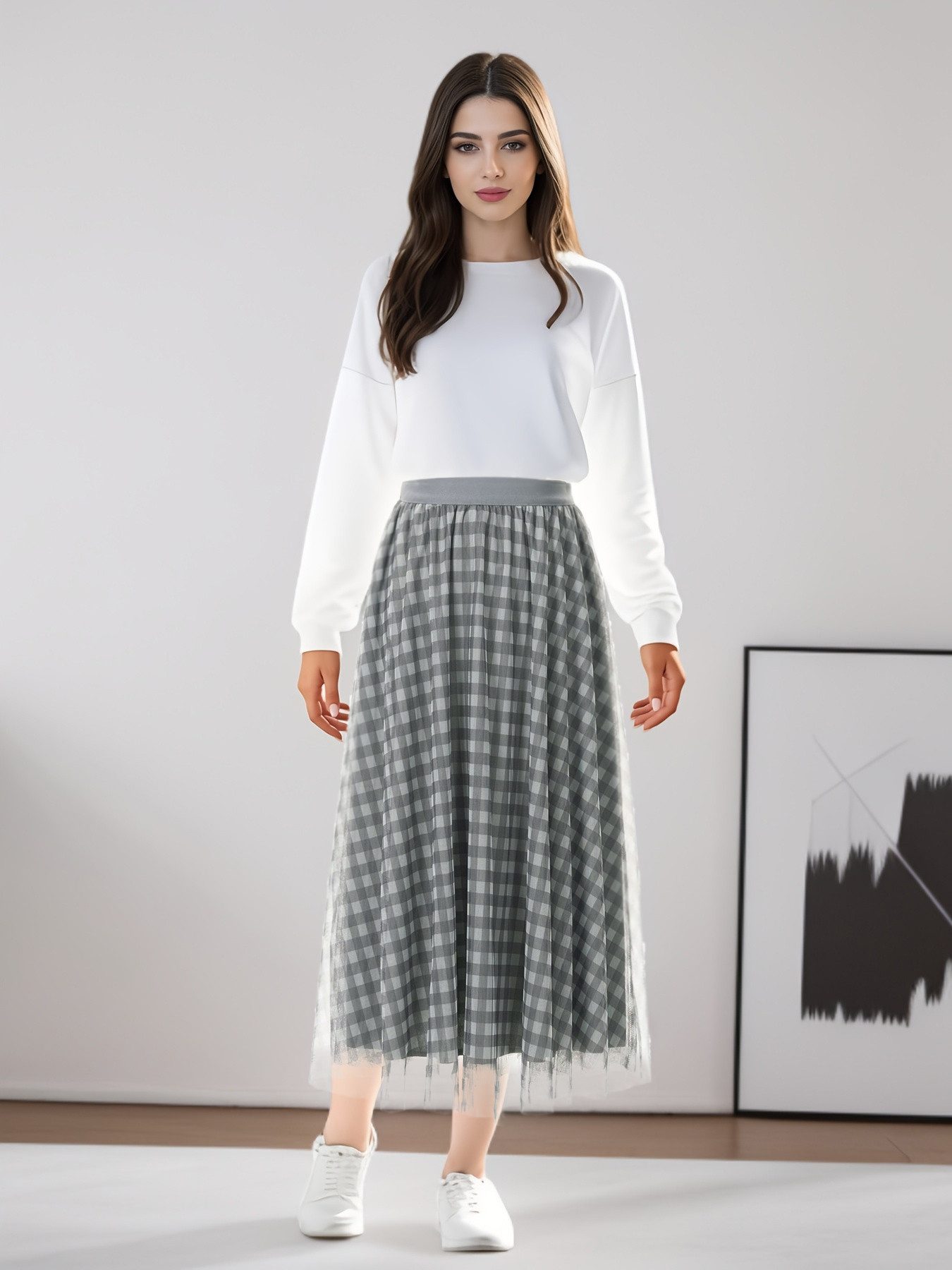 DEBAIJIA Meshrock Damen Tüll Elastischer mit hoher Taille Rock günstig online kaufen