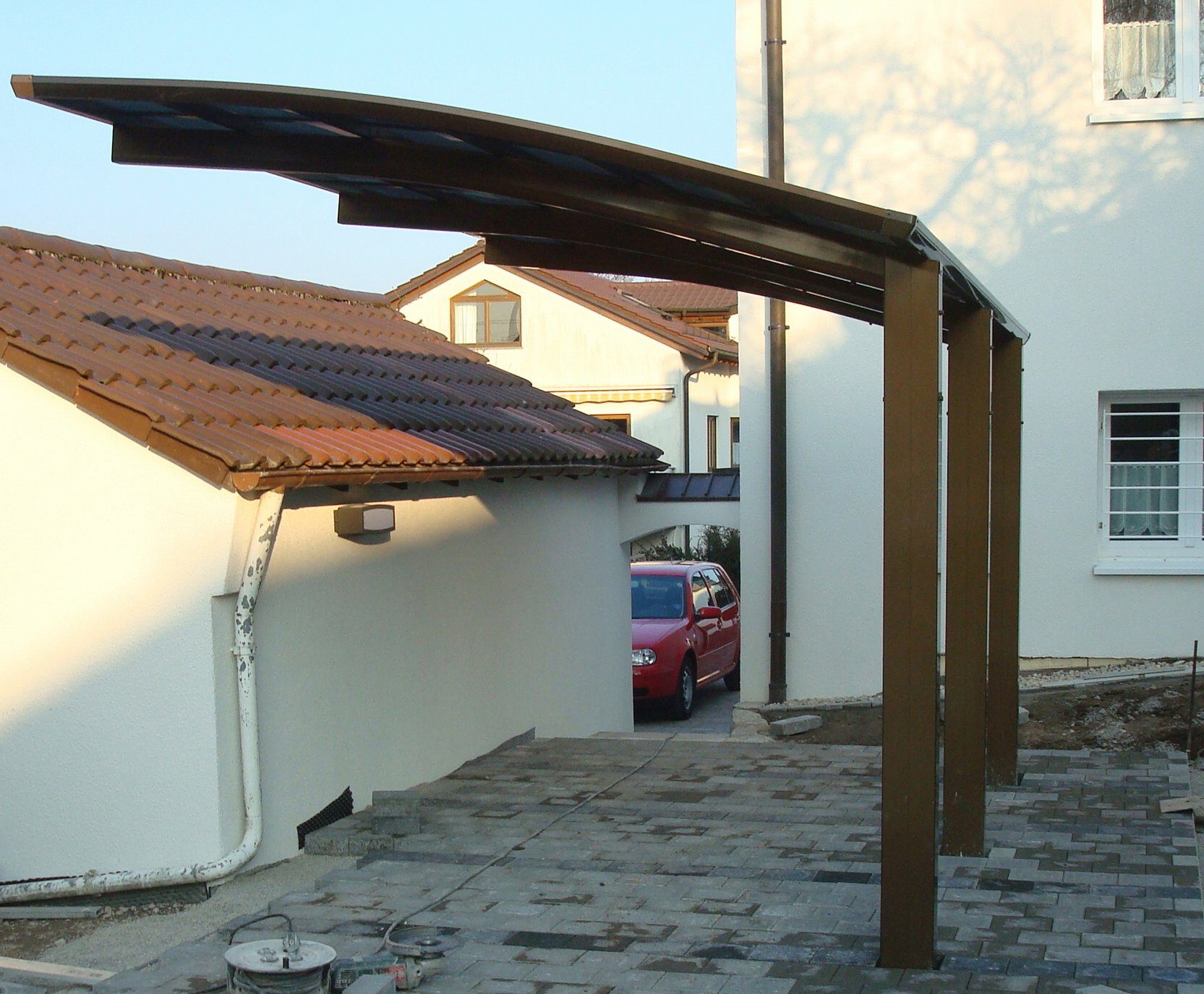 Ximax Einzelcarport Portoforte Typ 240 cm Sonderbreite 241x495 XS-bronze, Aluminium BxT: 110 Einfahrtshöhe, cm