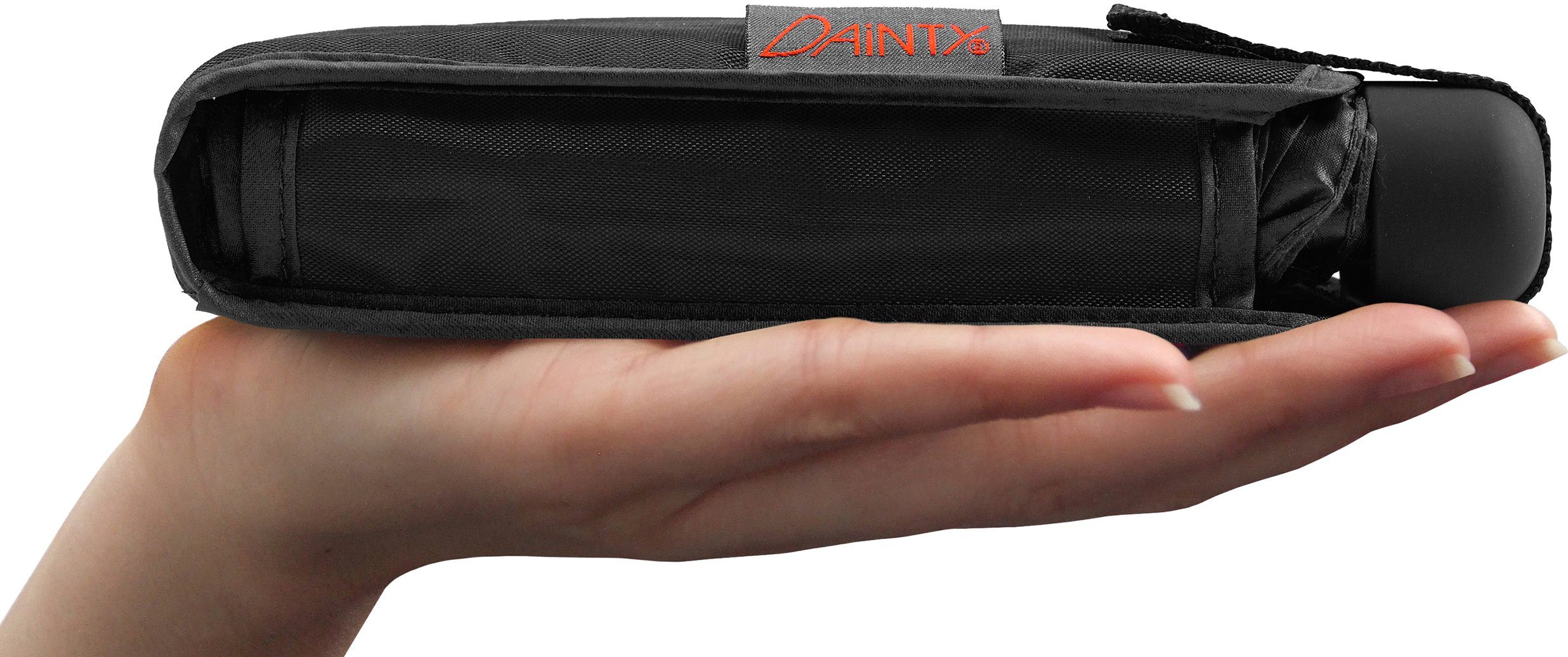 EuroSCHIRM® Taschenregenschirm Dainty, schwarz, flach extra kurz und