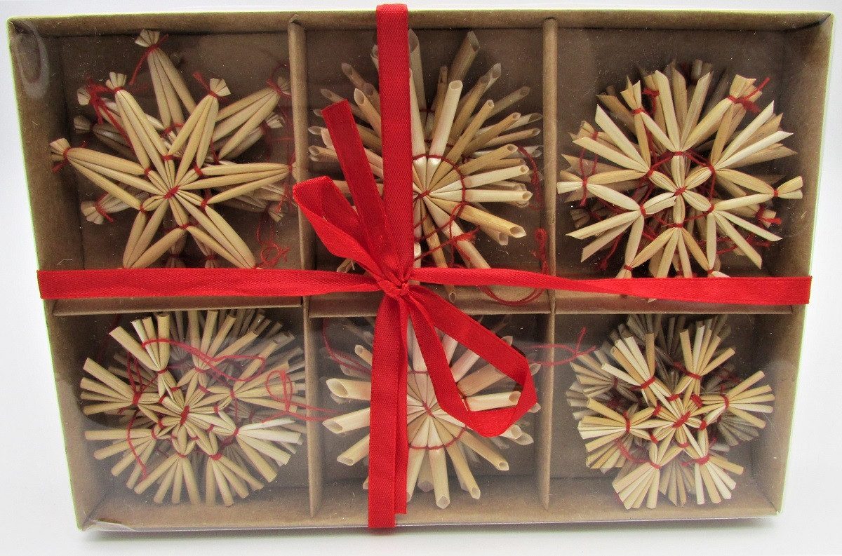 Geschenkestadl Christbaumschmuck Stroh Weihnachtsanhänger, Strohsterne viel günstig online kaufen