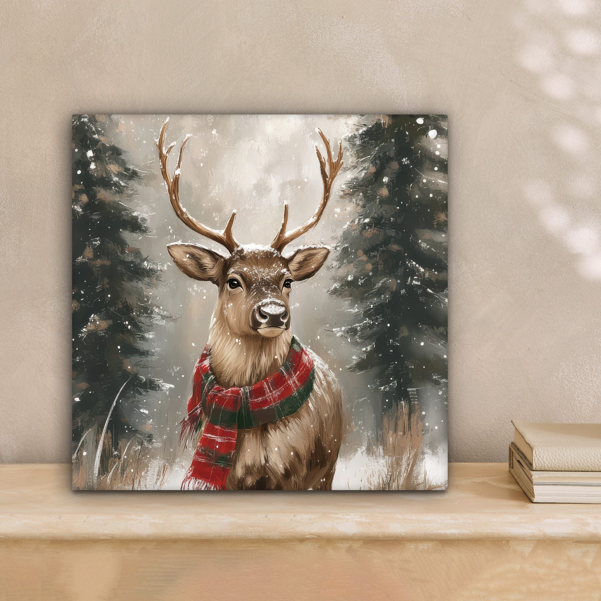 OneMillionCanvasses® Leinwandbild Winter - Wald - Rentier - Dunkelheit, Fot günstig online kaufen