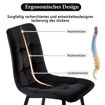 WISHDOR Essgruppe Esszimmerstuhl, Esstisch mit 4 Stühlen Set Küchetisch Samt, Metallbeine