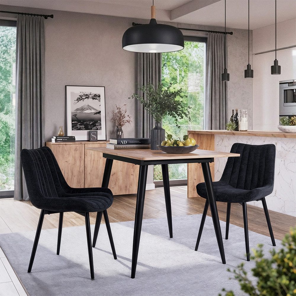 Vicco Esszimmerstuhl Ravlo, Schwarz, 51 x 57 cm 2er Set (2 St)