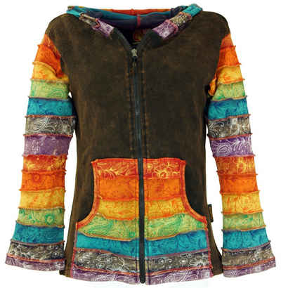 Guru-Shop Langjacke Patchwork Stonewash Regenbogen Jacke.. alternative Bekleidung