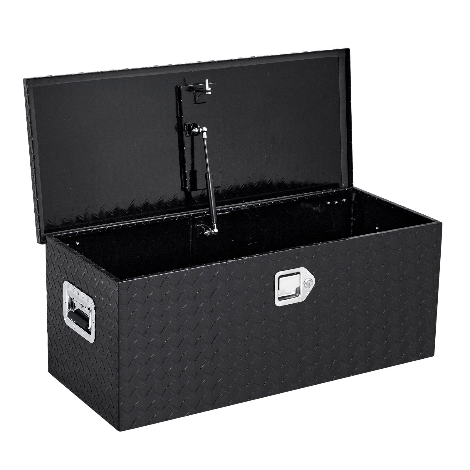 GarveeMore Anhänger-Deichselbox Aluminium-Werkzeugkiste, Diamantplatte Design, mit Gasdruckfeder, abnehmbarem Trenner & Tragegriffen