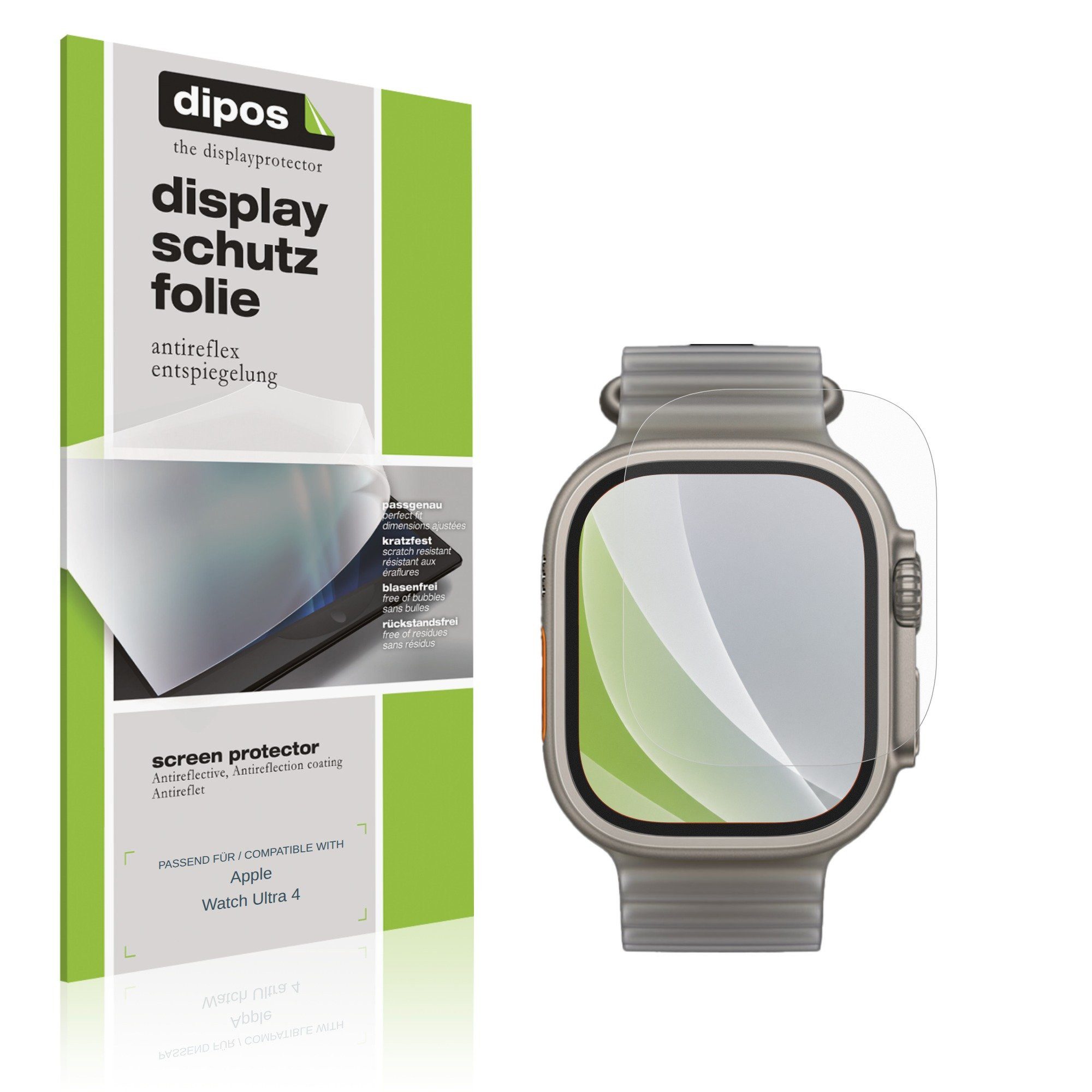 dipos Displayschutzfolie Schutzfolie für Apple Watch Ultra 4, 6 Stück, Displayschutz Schutz Folie Made in Germany