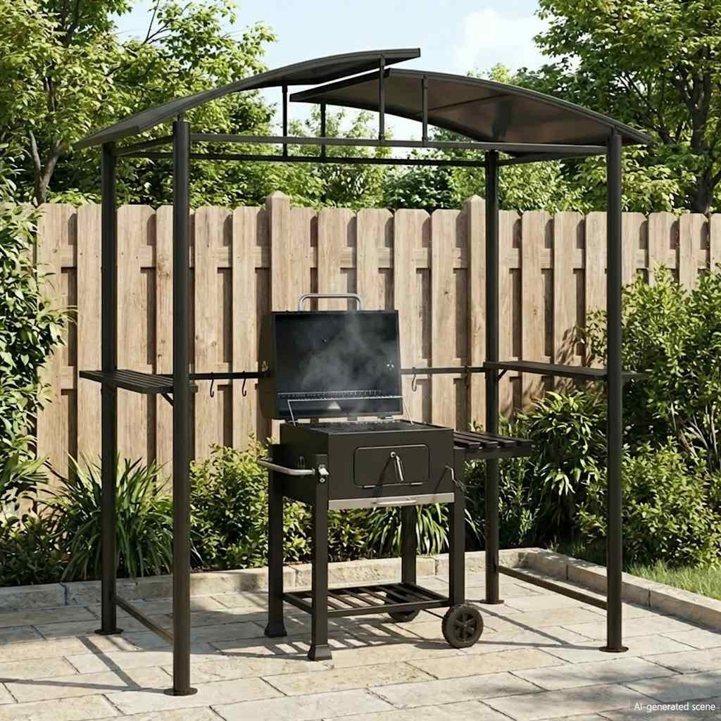 vidaXL Partyzelt Grillpavillon mit Seitenregalen Anthrazit 210x114x230 cm Stahl
