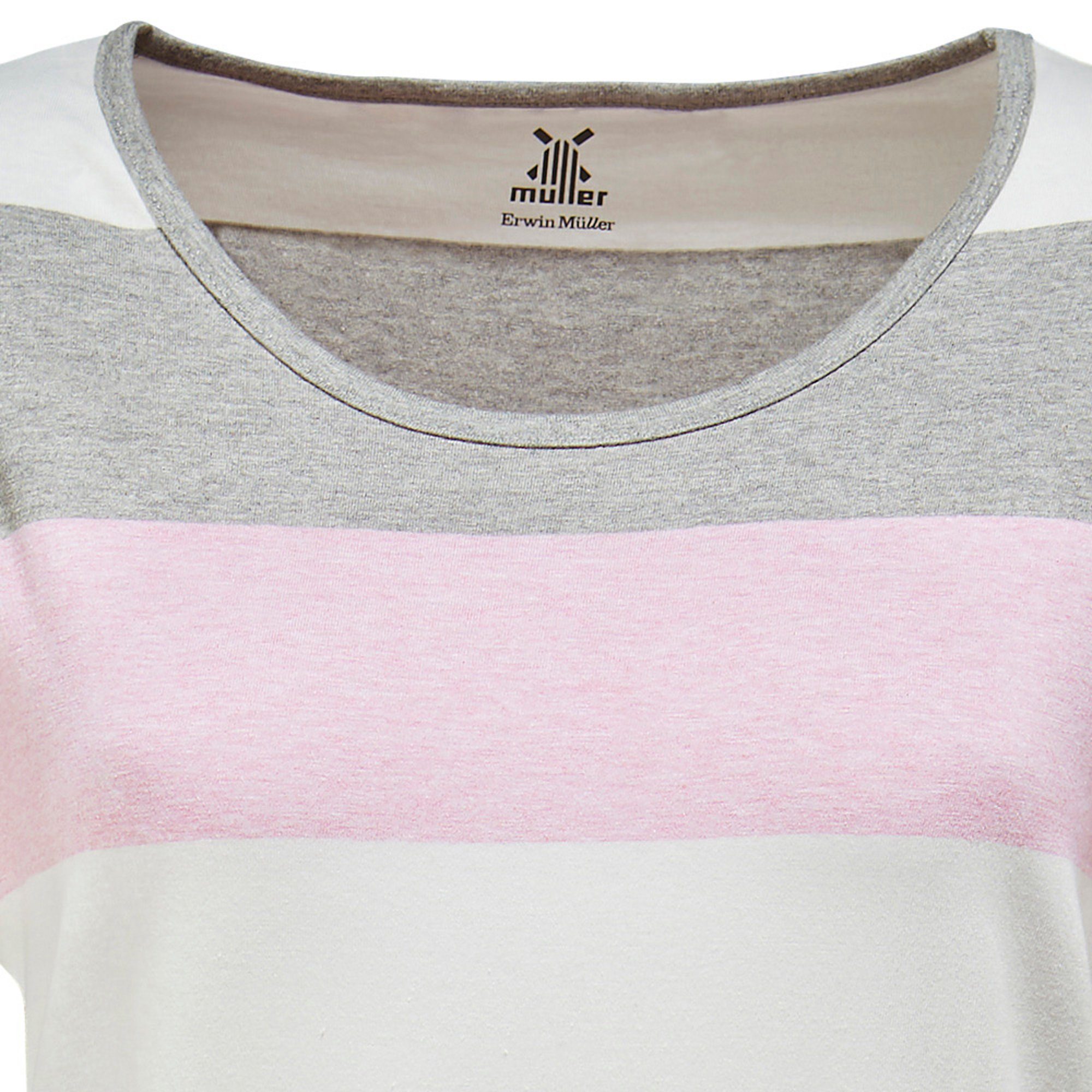 Nachthemd Damen-Nachthemd rosé Single-Jersey Streifen Müller Erwin