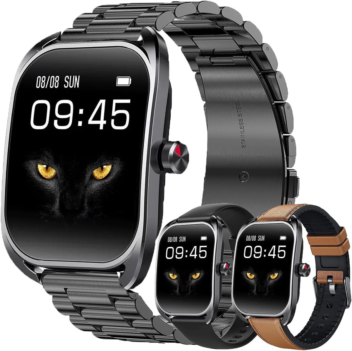 SGDDFIT Smartwatch (5 cm, android ios), Smartwatch Herren 2.01 Zoll AMOLED mit Telefonfunktion und Sportmodi
