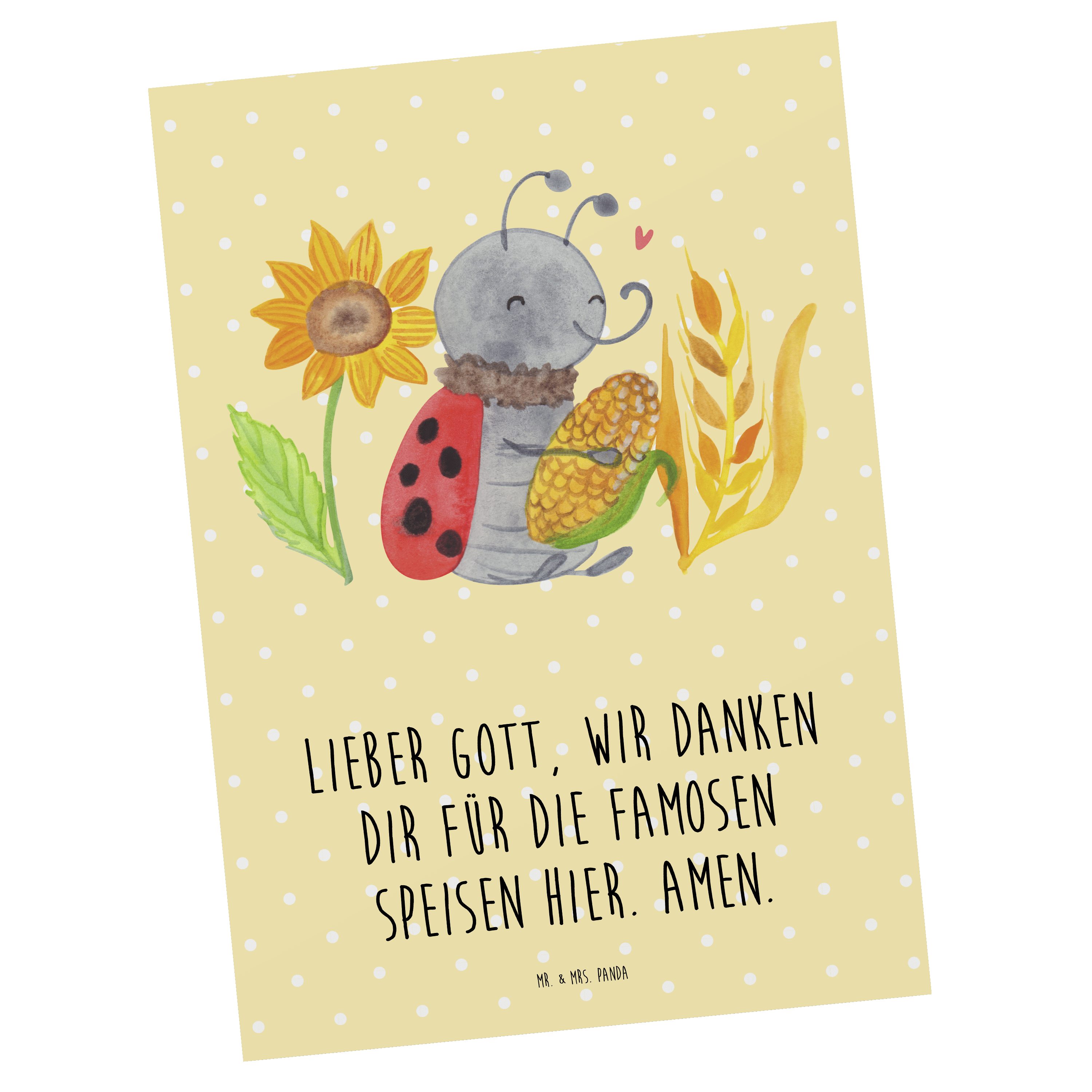 Mr. & Mrs. Panda Postkarte Erntedank Smörle - Gelb Pastell - Geschenk, Erntedank Sprüche, Geburt