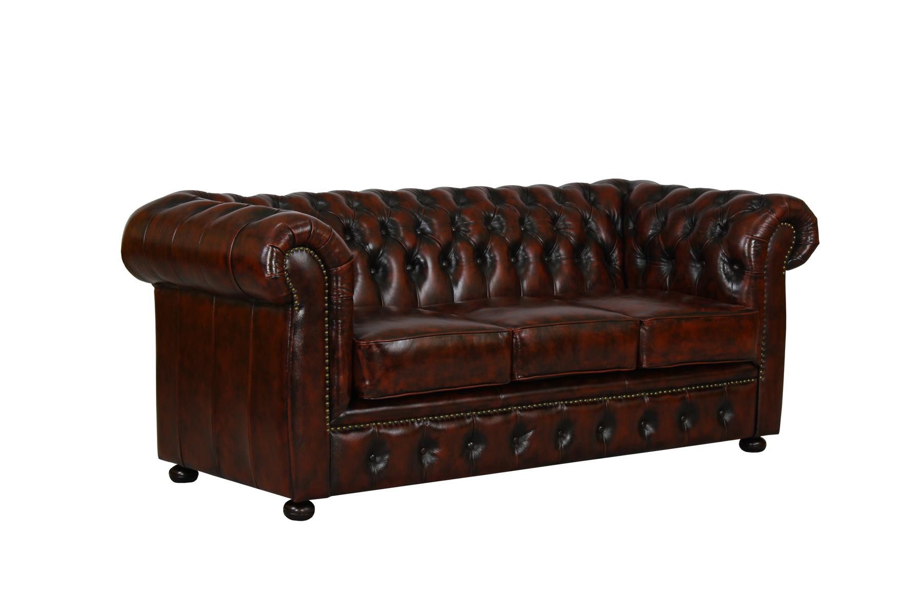 Salottini Chesterfield-Sofa SOFORT Avon 3er VOLLLEDER Sofa Chesterfield 3-Sitzer Couch, Vollleder