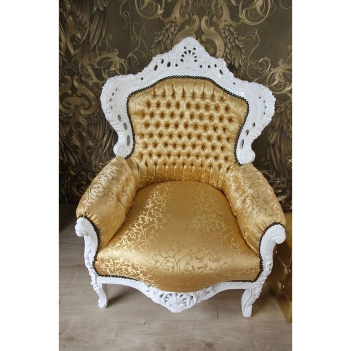 Casa Padrino Sessel Barock Sessel King Gold Muster / Weiß 85 x 85 x H. 120 cm - Antik Stil Möbel