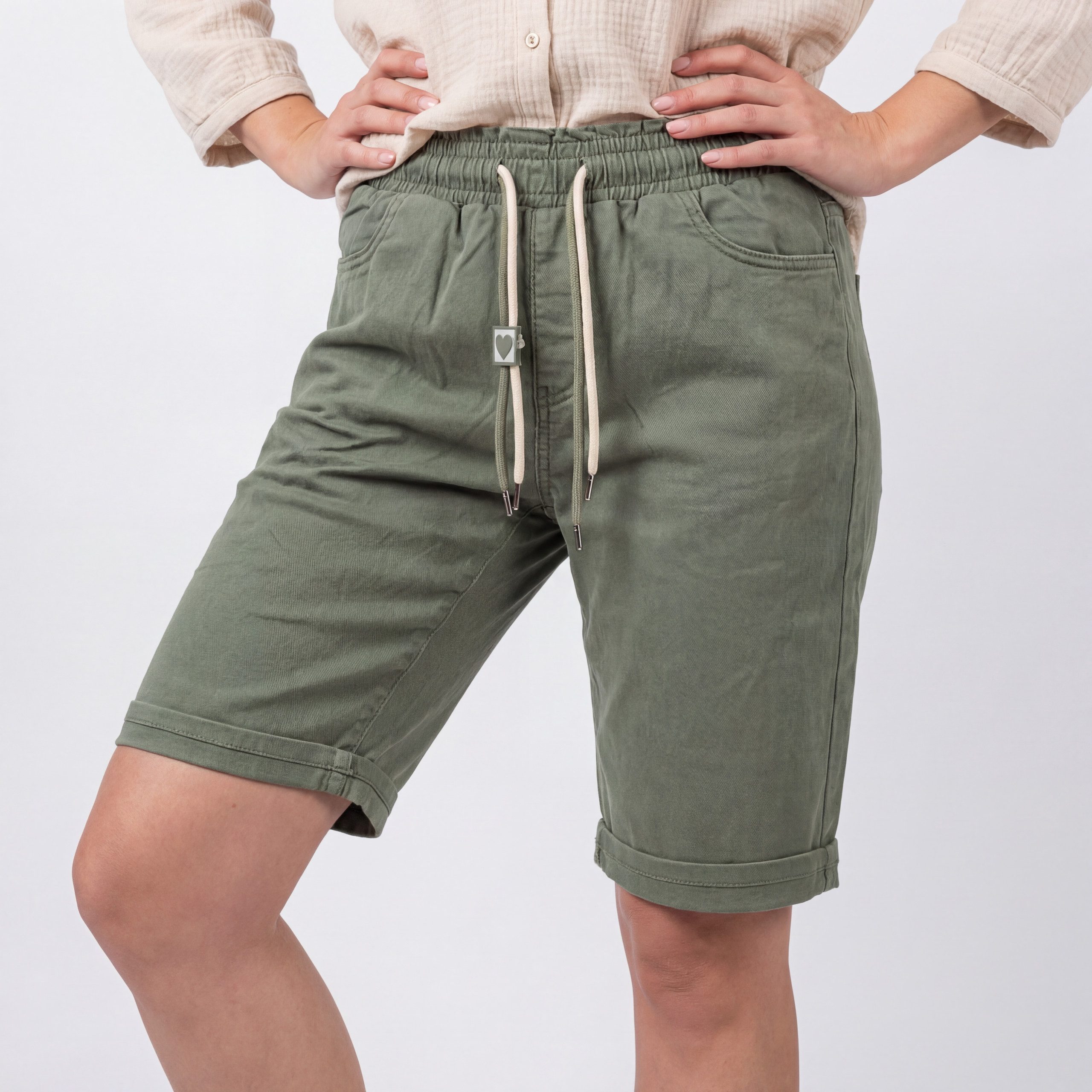 OriginalYou Bermudas Damen Jeans Shorts Mom Fit Sommer Stretch Bermuda Denim-Optik Elastikbund, erhältlich von Größe 34 bis 48
