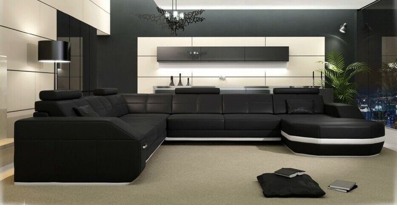 JVmoebel Ecksofa Design Sofa mit USB Couch Ecksofa Wohnlandschaft Ledersofa Eckgarnitur
