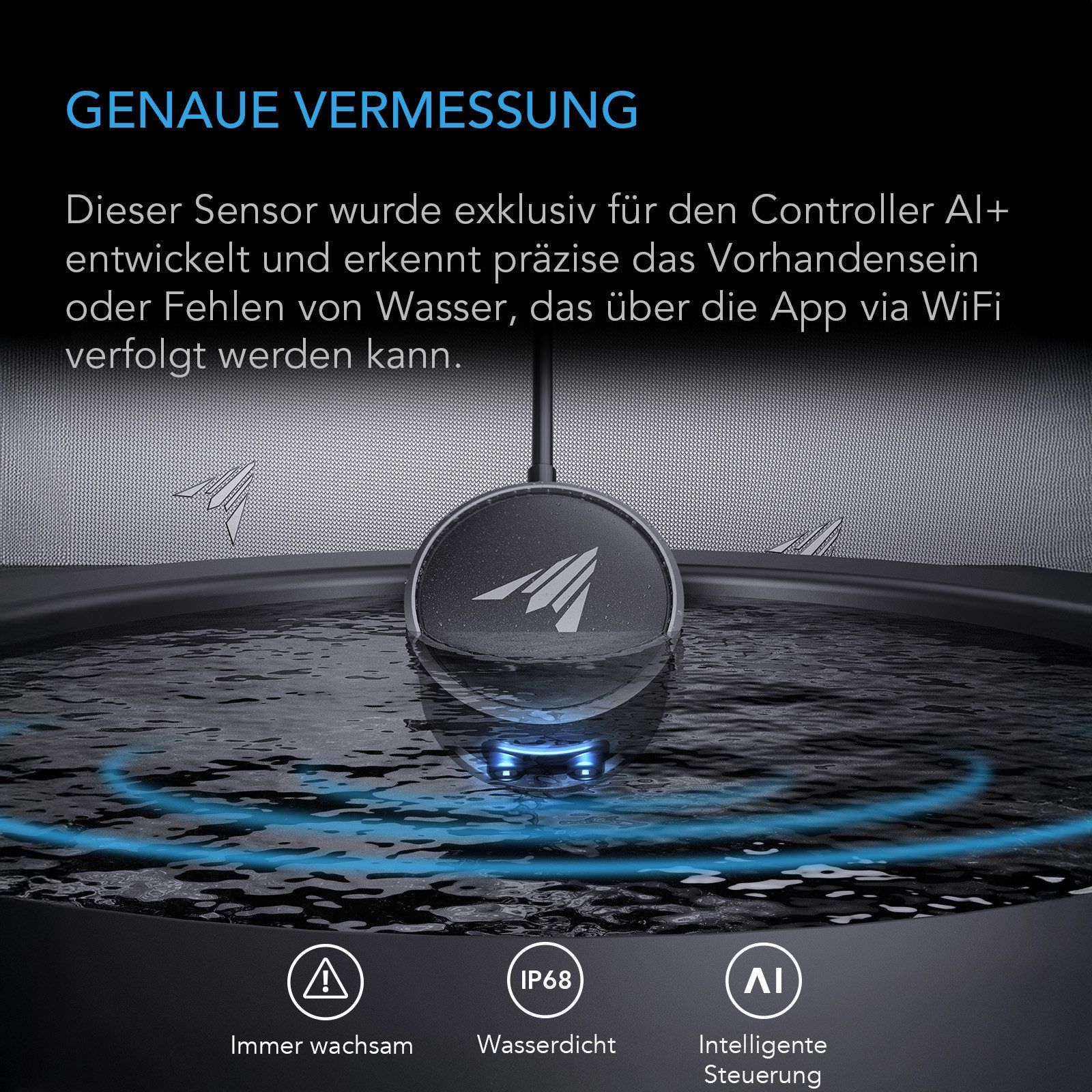 AC INFINITY Wassersensor KI-Wassersensor zur Flüssigkeitserkennung, IP68