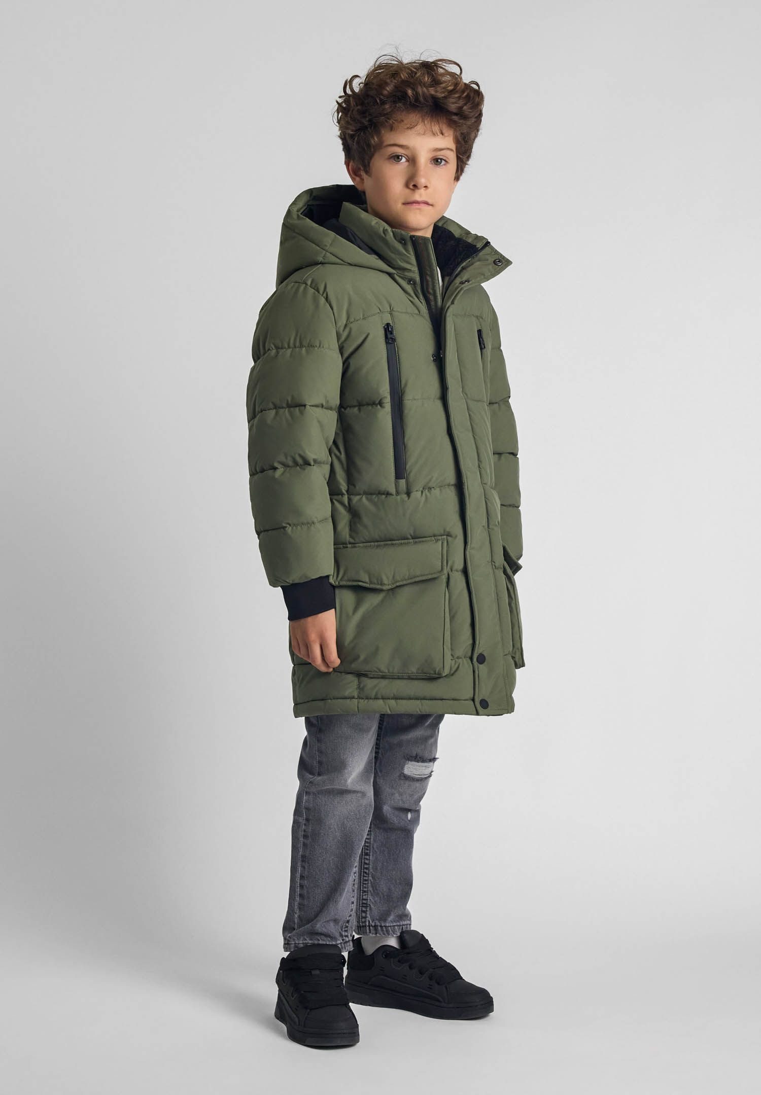 MINOTI Winterjacke Lange Pufferjacke mit Fleece Futter und bequemen Taschen günstig online kaufen