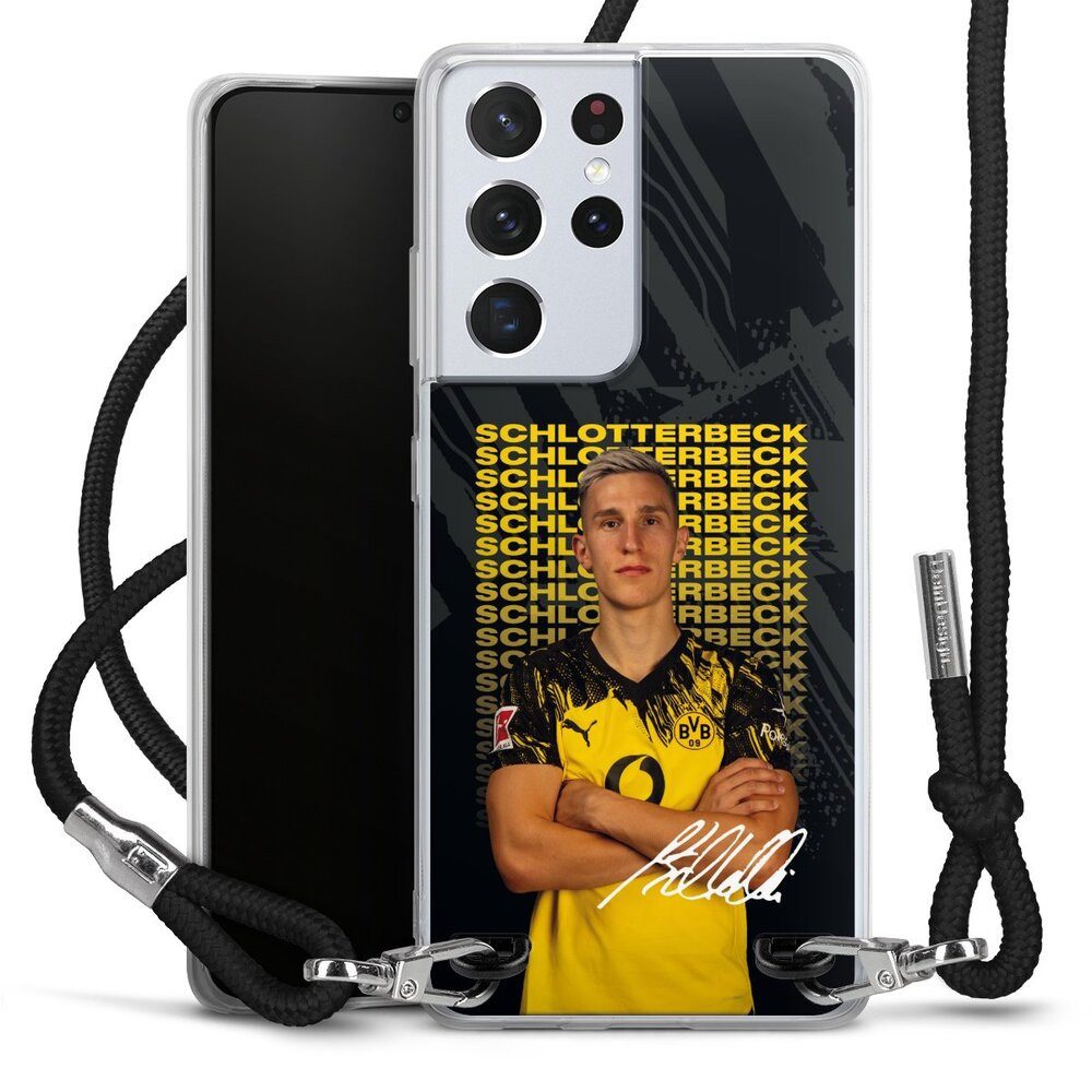 DeinDesign Handyhülle Borussia Dortmund Nico Schlotterbeck BVB Nico Schlotterbeck 25/26, Samsung Galaxy S21 Ultra 5G Handykette Hülle mit Band Cover mit Kette