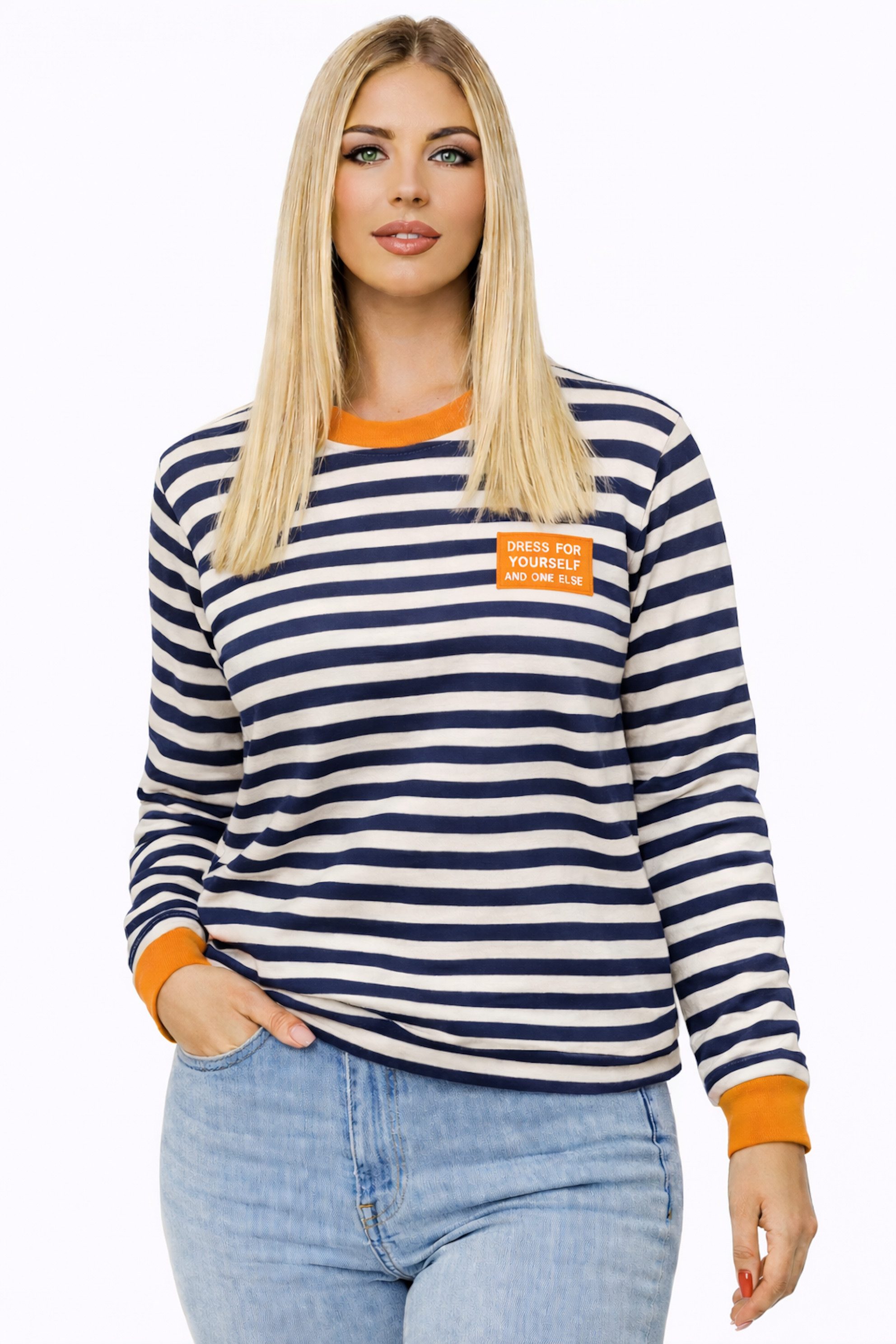 Worldclassca Longsleeve WORLDCLASSCA Longsleeve Shirt Streifen Langarm Sweatshirt Gestreift Neue Kollektion - Stilvolle und gemütliche Mode für Damen