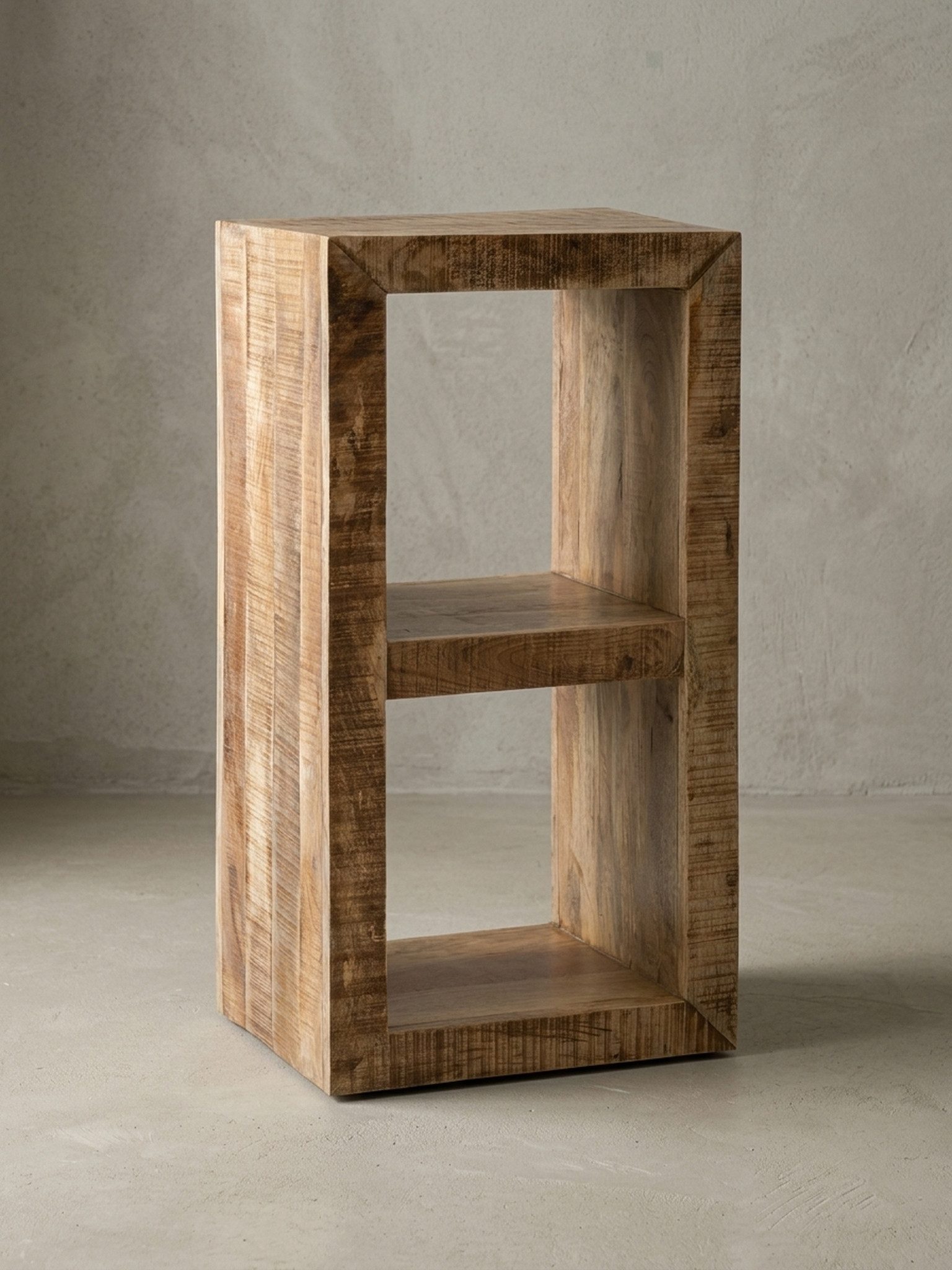 KADIMA DESIGN Standregal Standregal Massivholz Mango 90 x 45 x 35 cm 2 Böden, Design Holz, Massiv, Regal Natur, Beistelltisch Landhaus-Stil, Kleines Bücherregal Holz
