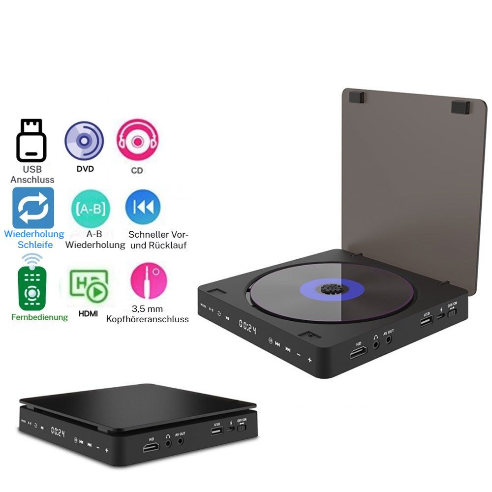 DVD Spieler DVD-Player mit 1-6 Regionen für TV, mit Fernbedienung Multifunktionsspieler