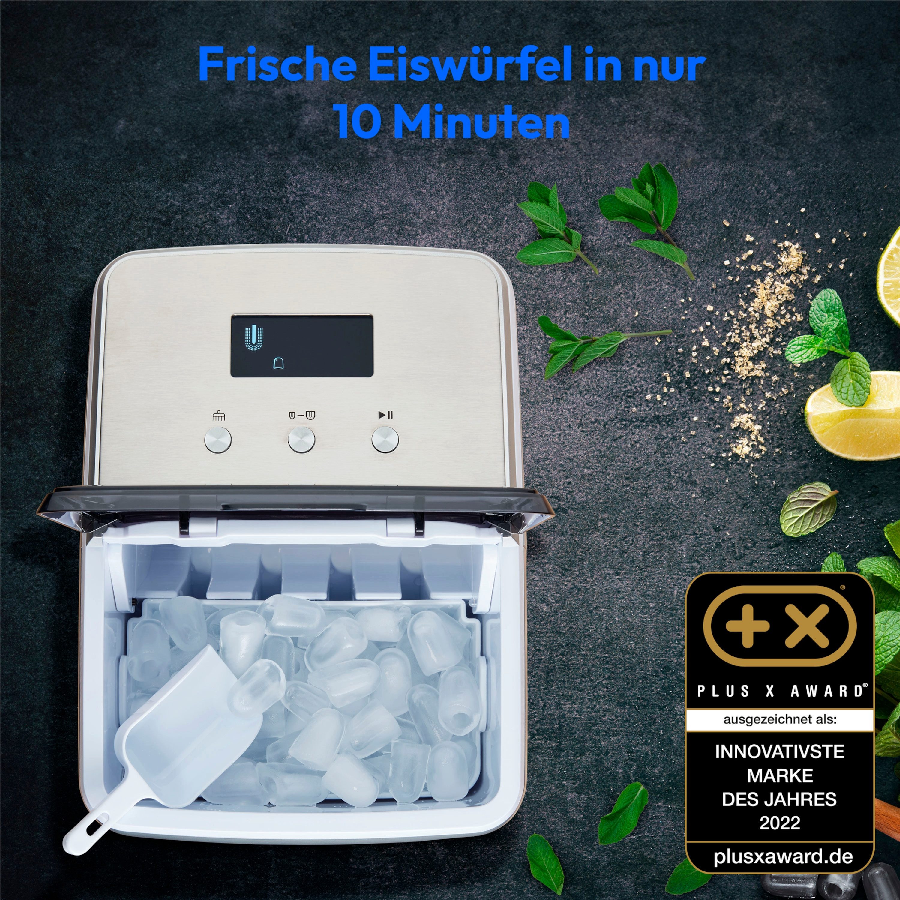 Medion® Eiswürfelmaschine MEDION Klareis Eiswürfelbereiter MD 11950, Produktionszyklus ca. 10 Minuten, 2 wählbare Größen
