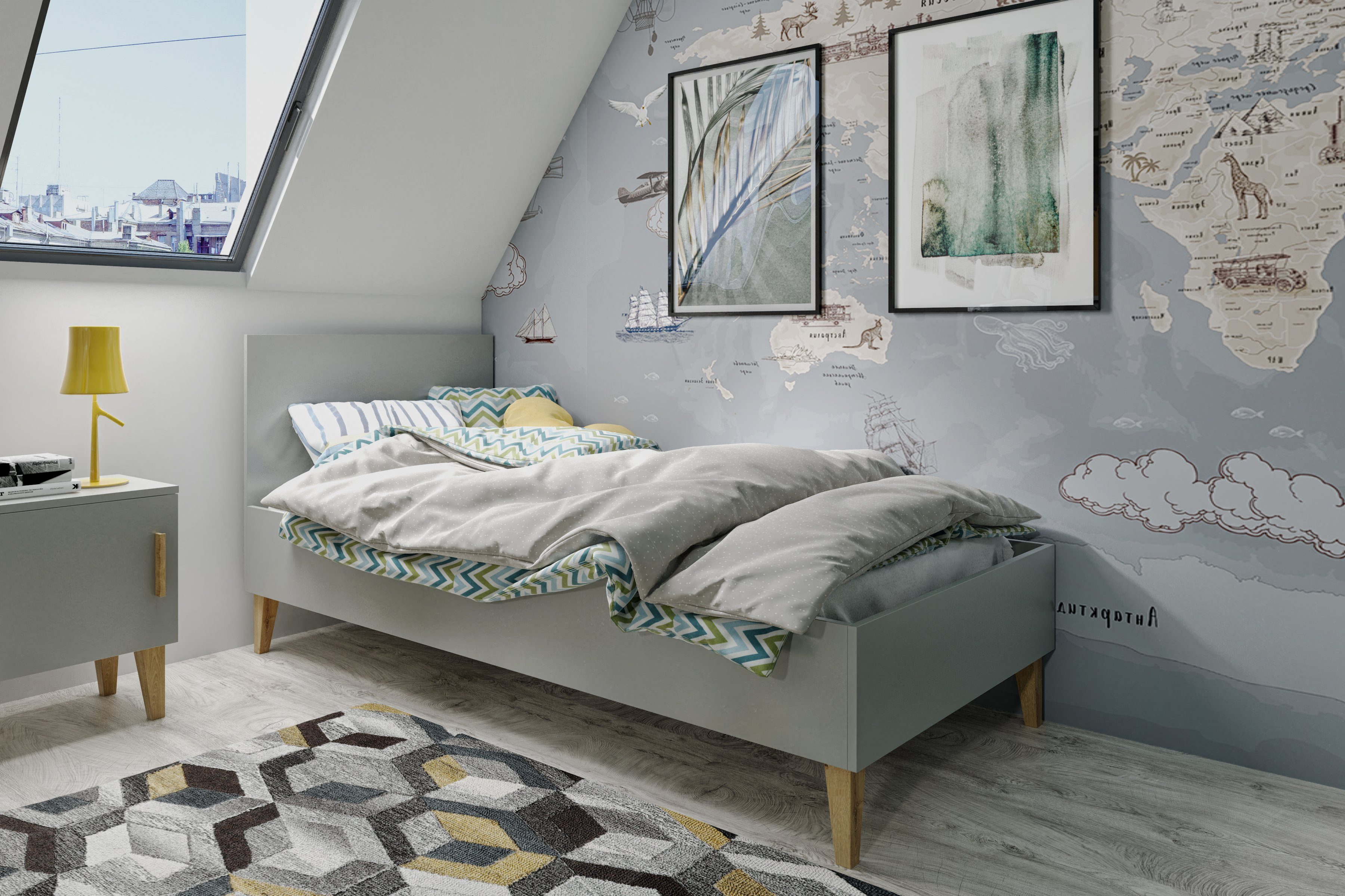 Bjird Kinderbett KUBI 180x80 cm (Beine günstig online kaufen