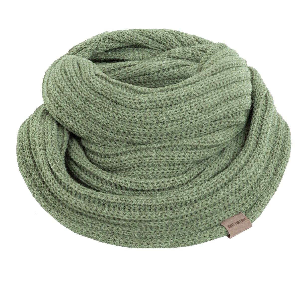Knit Factory Strickschal Nica Loop Schal Sage Green One Size Gestreift, (Set, 1-St. Spar-Set), Schal Damen Herren set loop tücher schals winter Strick Mode herbst