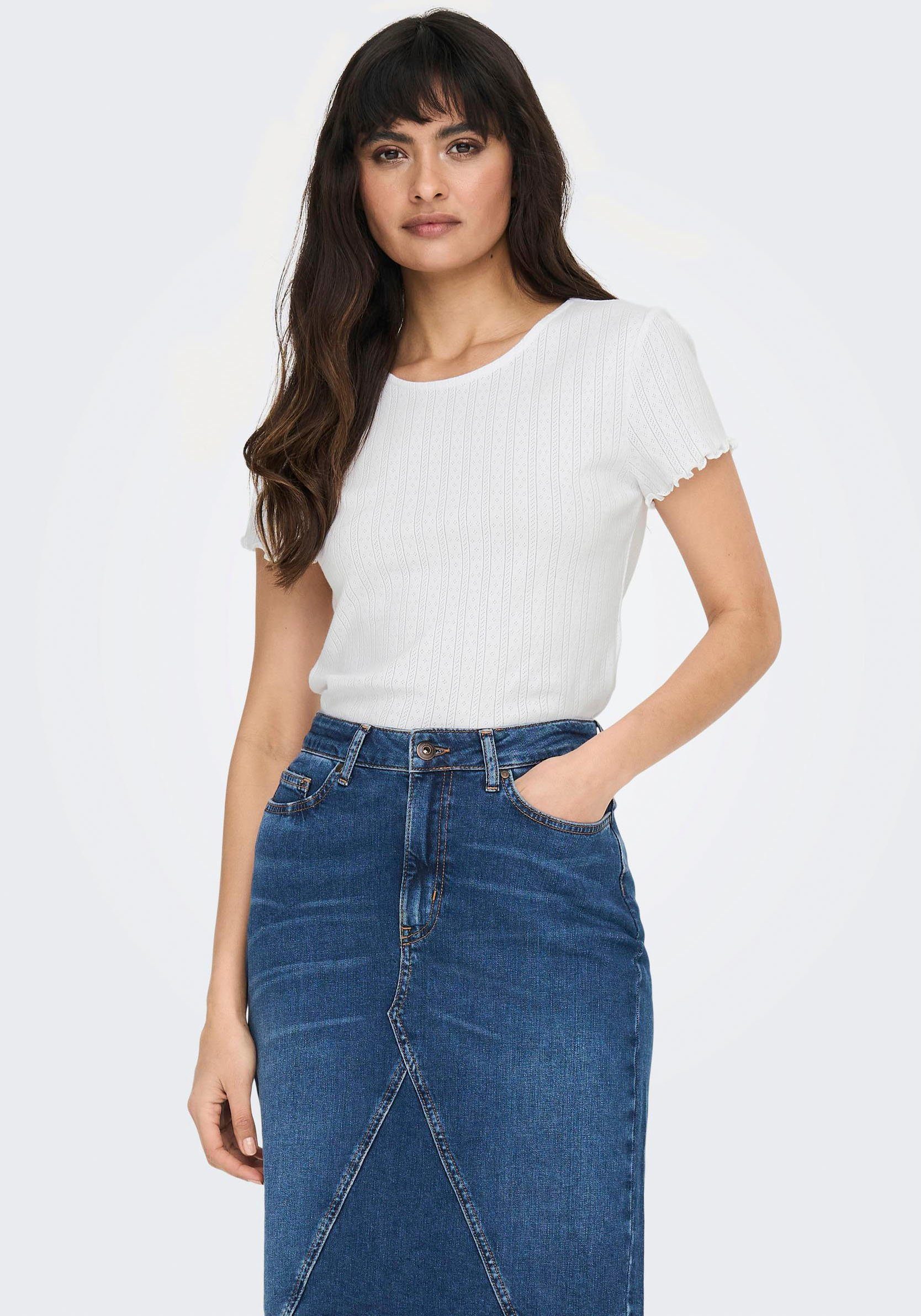 ONLY Kurzarmshirt ONLCARLOTTA S/S TOP JRS NOOS White