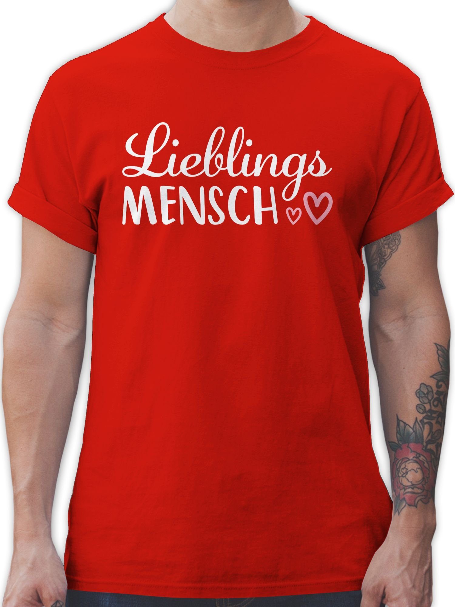 Shirtracer T-Shirt Lieblingsmensch Schriftzug Valentinstag Partner Liebe 03 Rot