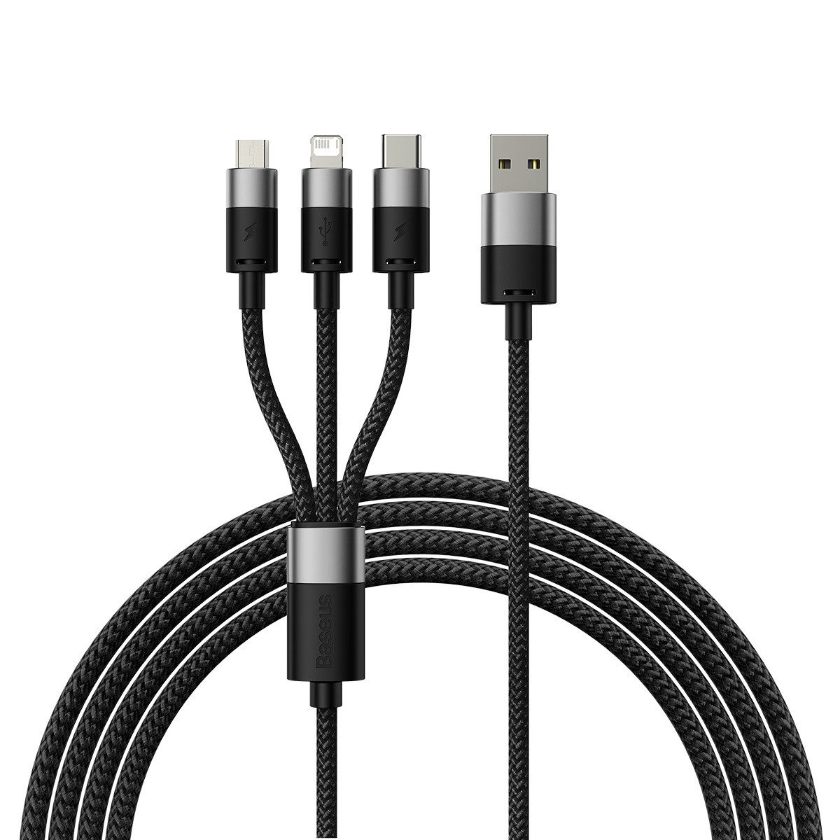 Baseus StarSpeed 3in1 USB - Micro-USB/ Iphone/ USB C 3,5A - 1,2m - schwarz Smartphone-Kabel, (120 cm)