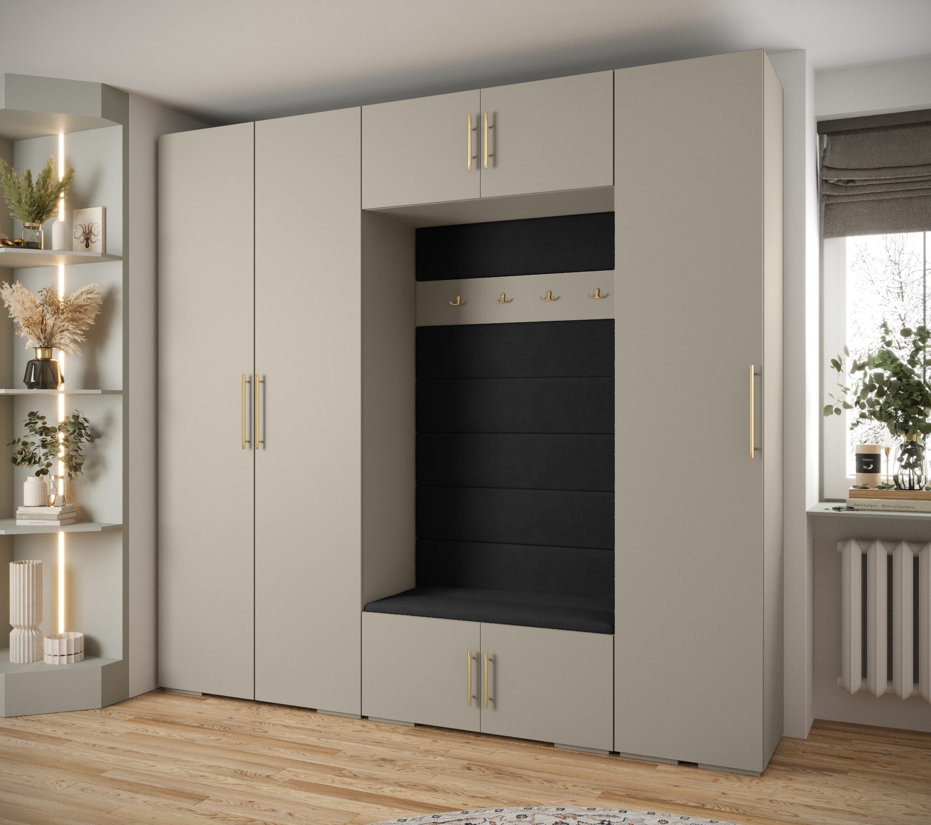 ABIKS MÖBEL Kompaktgarderobe INOVA 3 SATZ 8 Möbelset, Garderobe mit Kleiderstange und Regalen