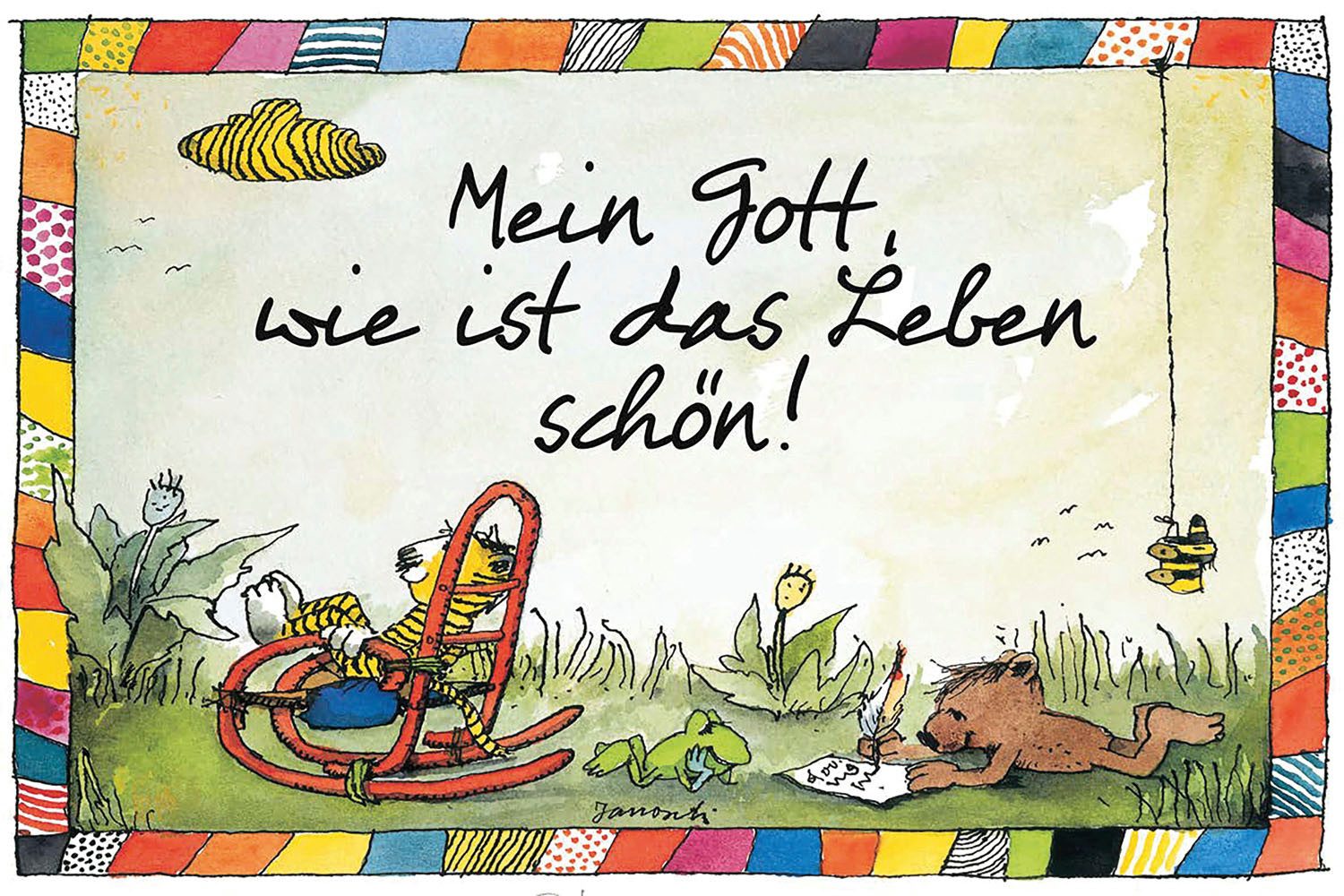 LuckyLinde Leinwandbild Wie ist das Leben schön - Janosch, Bär, Bären, Ente, Enten, Figuren, Filmfiguren, Liebessprüche, Motivationsbilder, Natur, Schriftzug, Sprüche, Teddy, Tiere, Tiger, little star (1 St), Exklusive JANOSCH Kindermotive