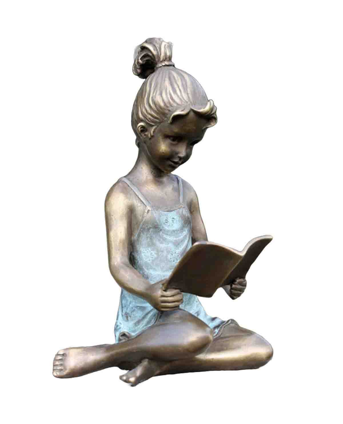 Bronzeskulpturen Skulptur Bronzefigur Mädchen mit Buch Wohndekoration