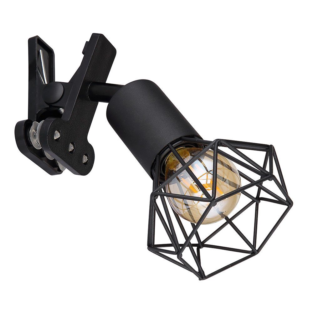 etc-shop Klemmleuchte, schwarz mit inklusive, Bettleuchte Klemmspot Industrial Leuchtmittel Leselampe klemmbar nicht