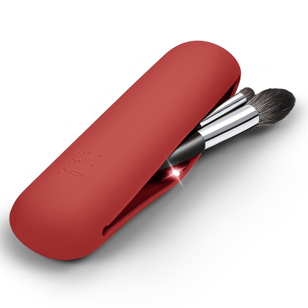 Blusmart Kosmetiktasche Silikon-Make-up-Pinselhalter, Magnetische deep red