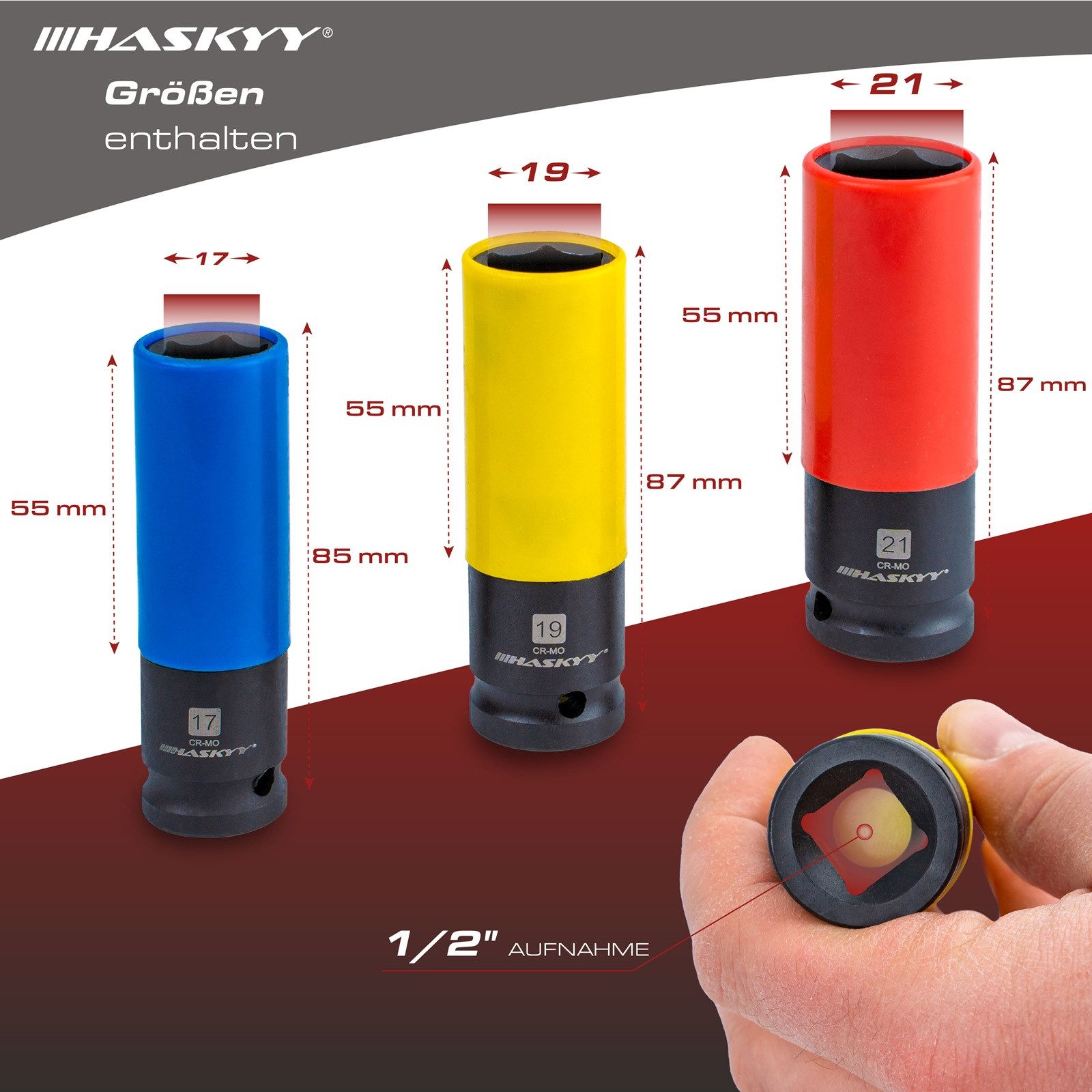 HASKYY Steckschlüssel Torx Steckschlüssel Satz 1/2 Zoll T20-T80 Schlagnüsse