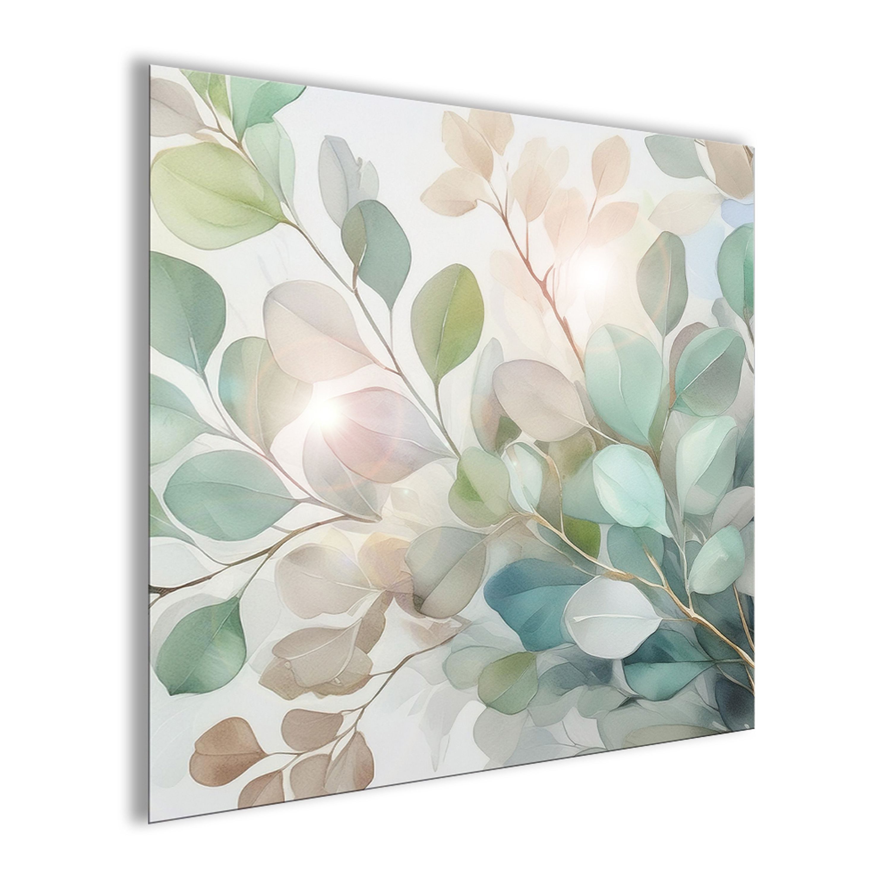 artissimo Glasbild Bild aus Glas 50x50 cm / Wandbild Quadratisch / Wanddeko modern, Natur: Eukalyptusblätter Aquarell in salbei grün – Bild 2 von 5
