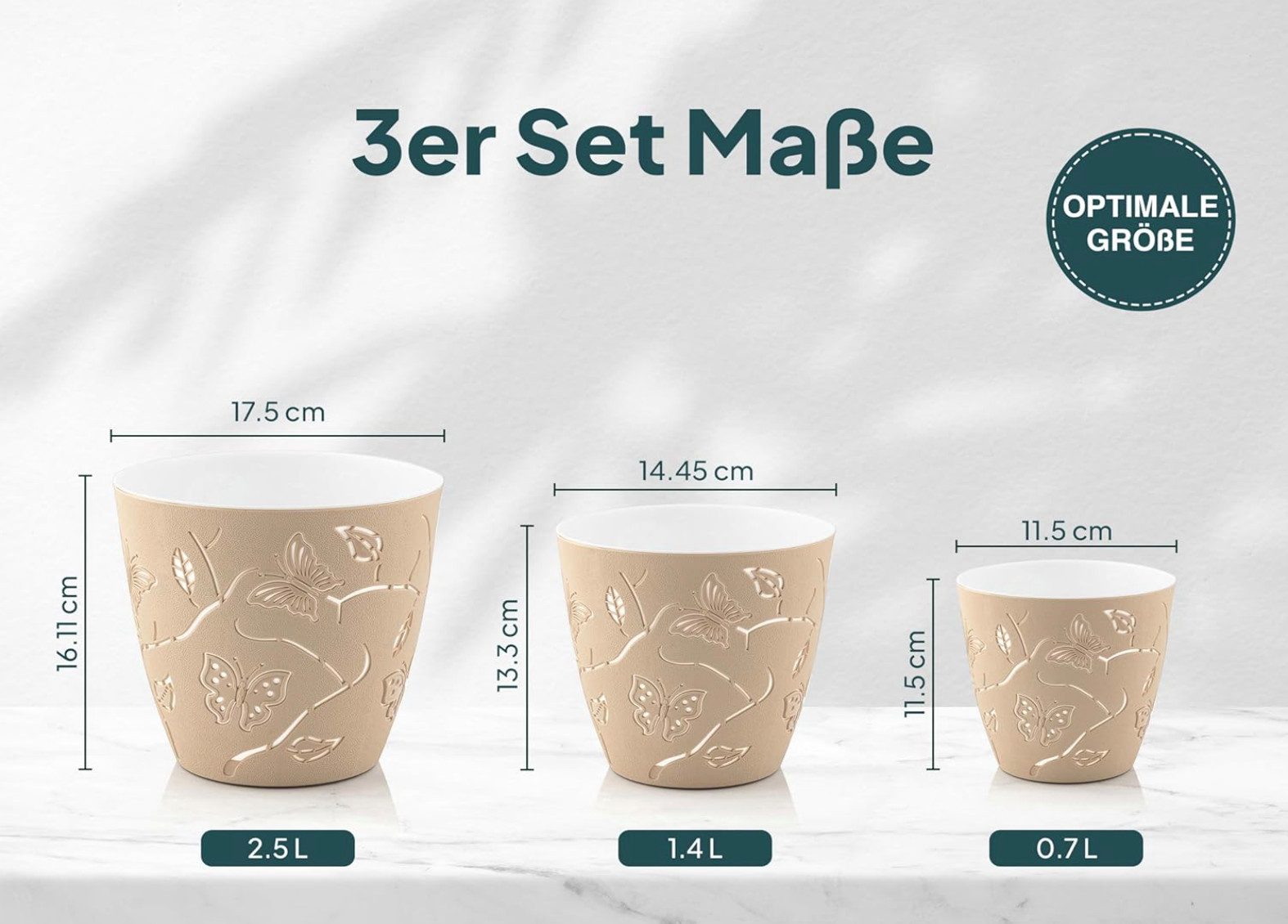 uandu home Blumentopf Set 3 Größen, Plant Pot, übertopf, Flower Pot, Pflanz günstig online kaufen