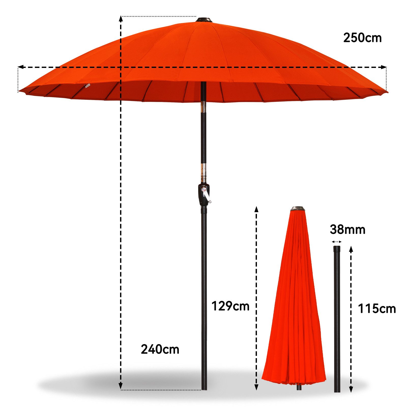 Angel Living Sonnenschirm Terrassenschirm Ø 250cm, günstig online kaufen