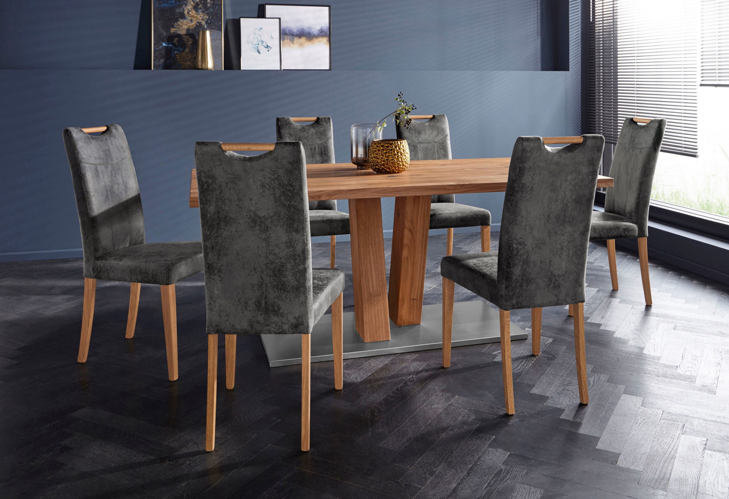 Home affaire Esszimmerstuhl Roberta Polsterstuhl, Gestell Eiche massiv (Set günstig online kaufen