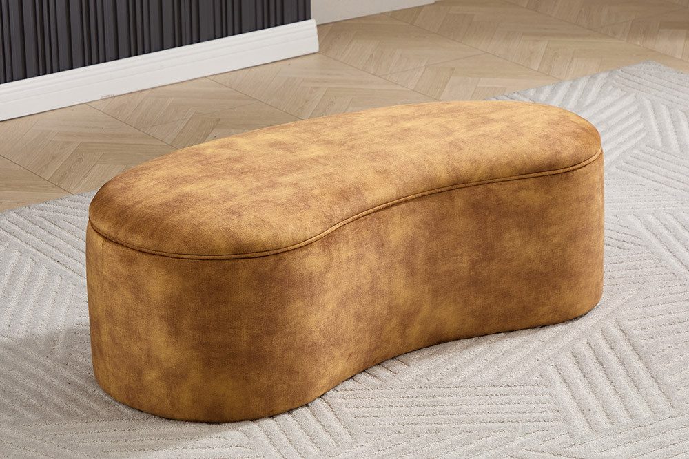 riess-ambiente Polsterbank ELEMENTAL 120cm senfgelb - Samt, mit Stauraum, organische Form, modern (Einzelartikel, 1-St), Extravagante Sitzbank - ideal für Wohn- und Schlafzimmer oder Flur