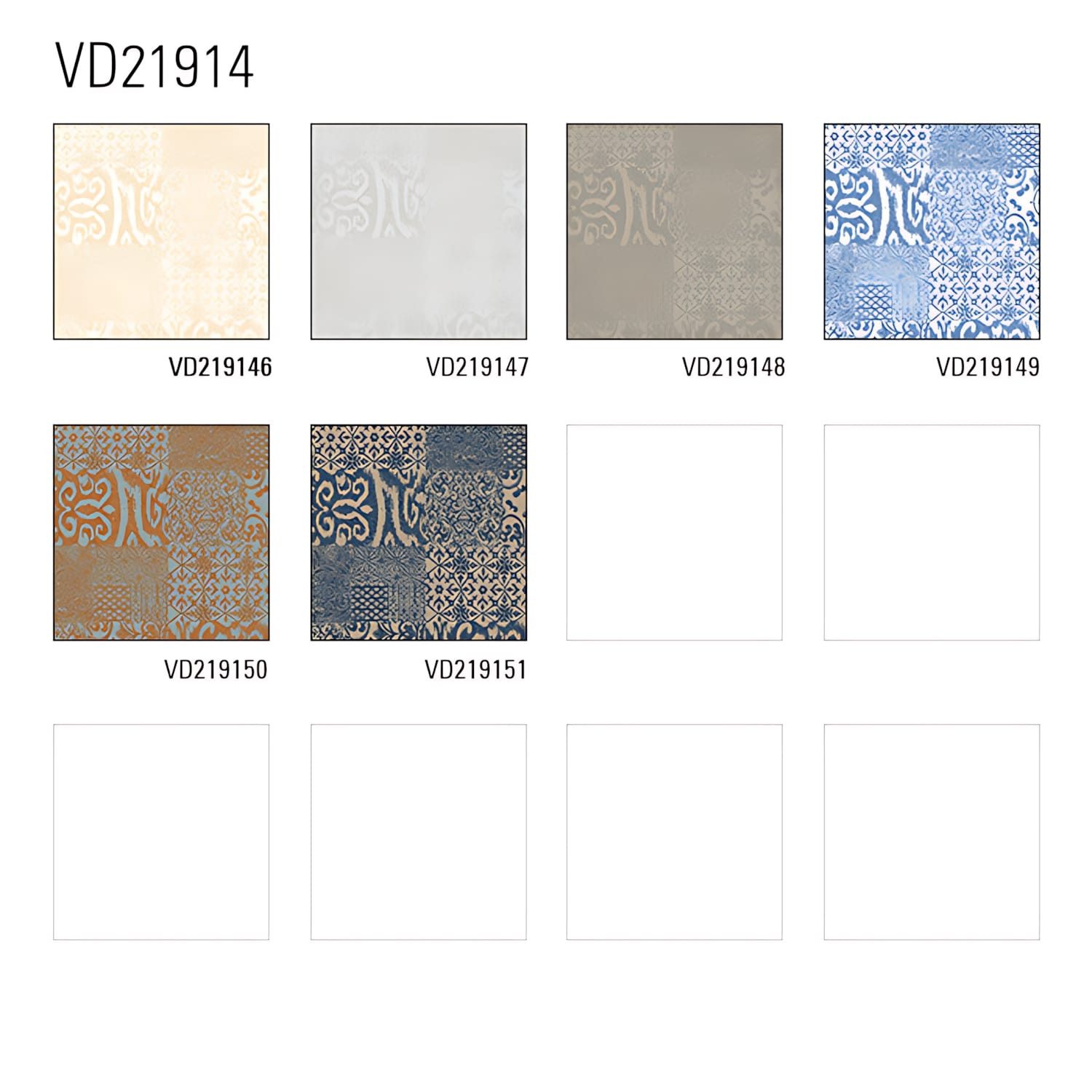 Profhome Prägetapete, glänzend, grafisch, ornamental, Barock-Style, (1 Musterblatt, ca. A5-A4), blau, beige