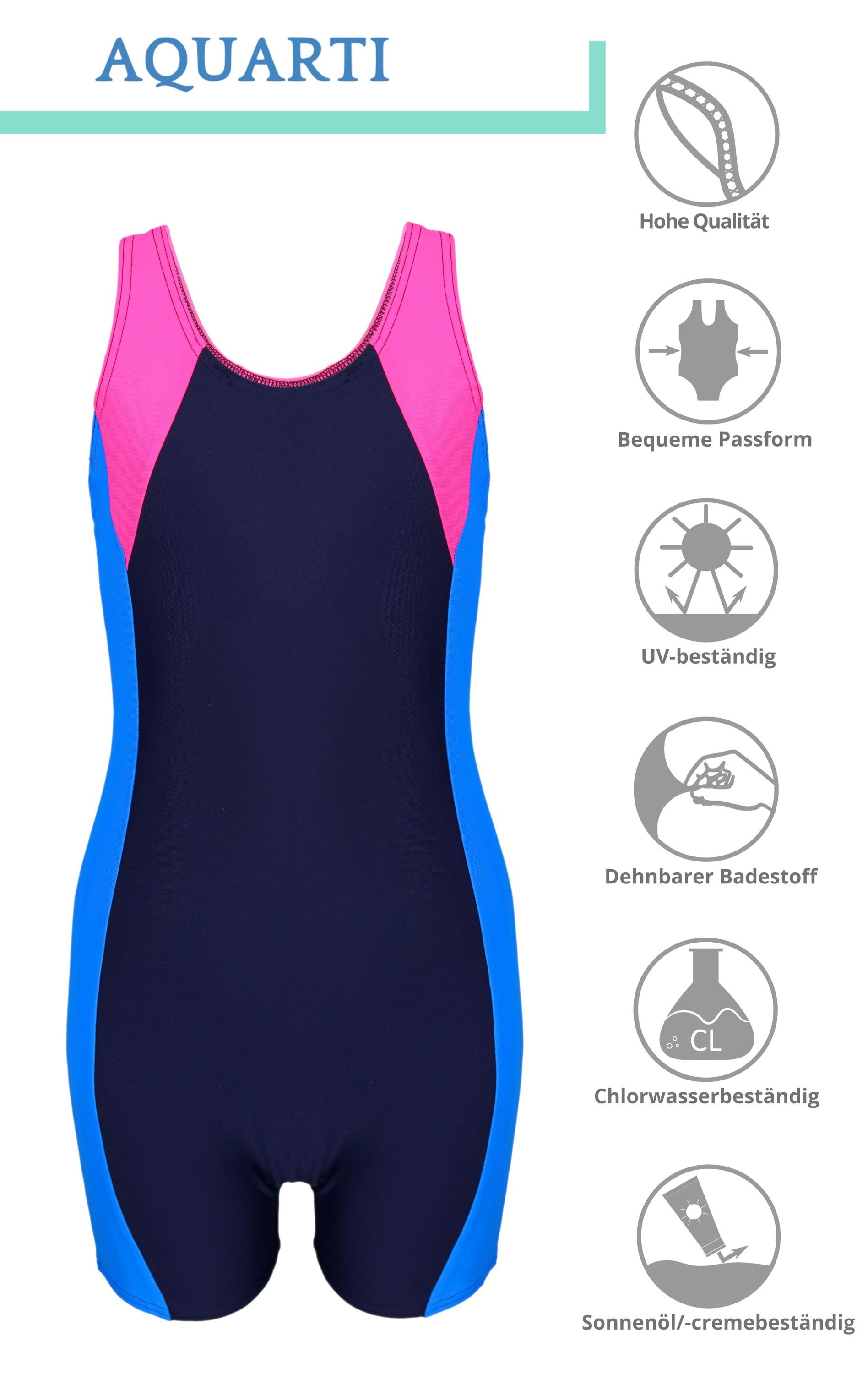Aquarti Badeanzug Aquarti Mädchen Badeanzug mit Bein Ringerrücken