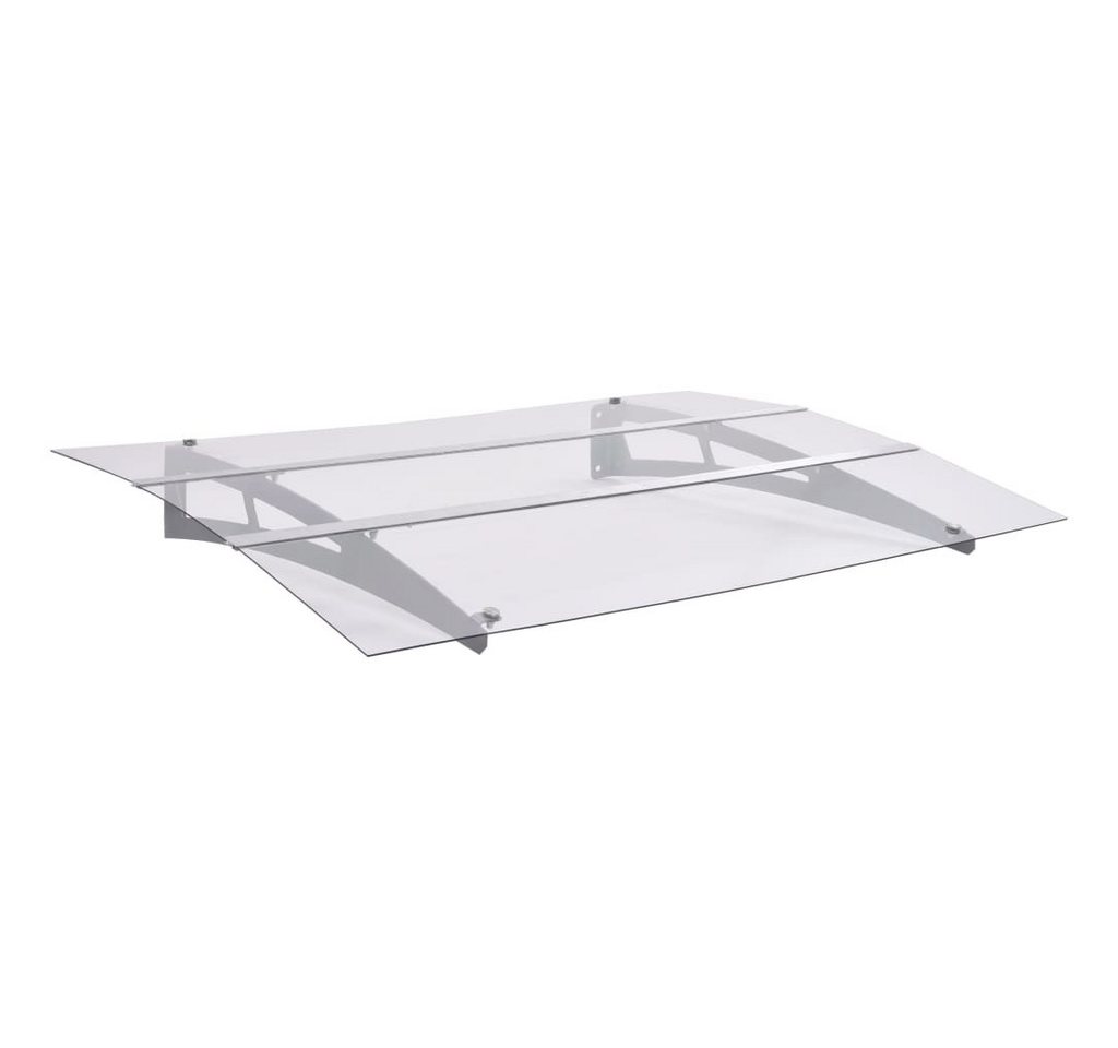 Thumbnail - vidaXL Vordach, Türvordach Silbern und Transparent 120x90 cm Polycarbonat