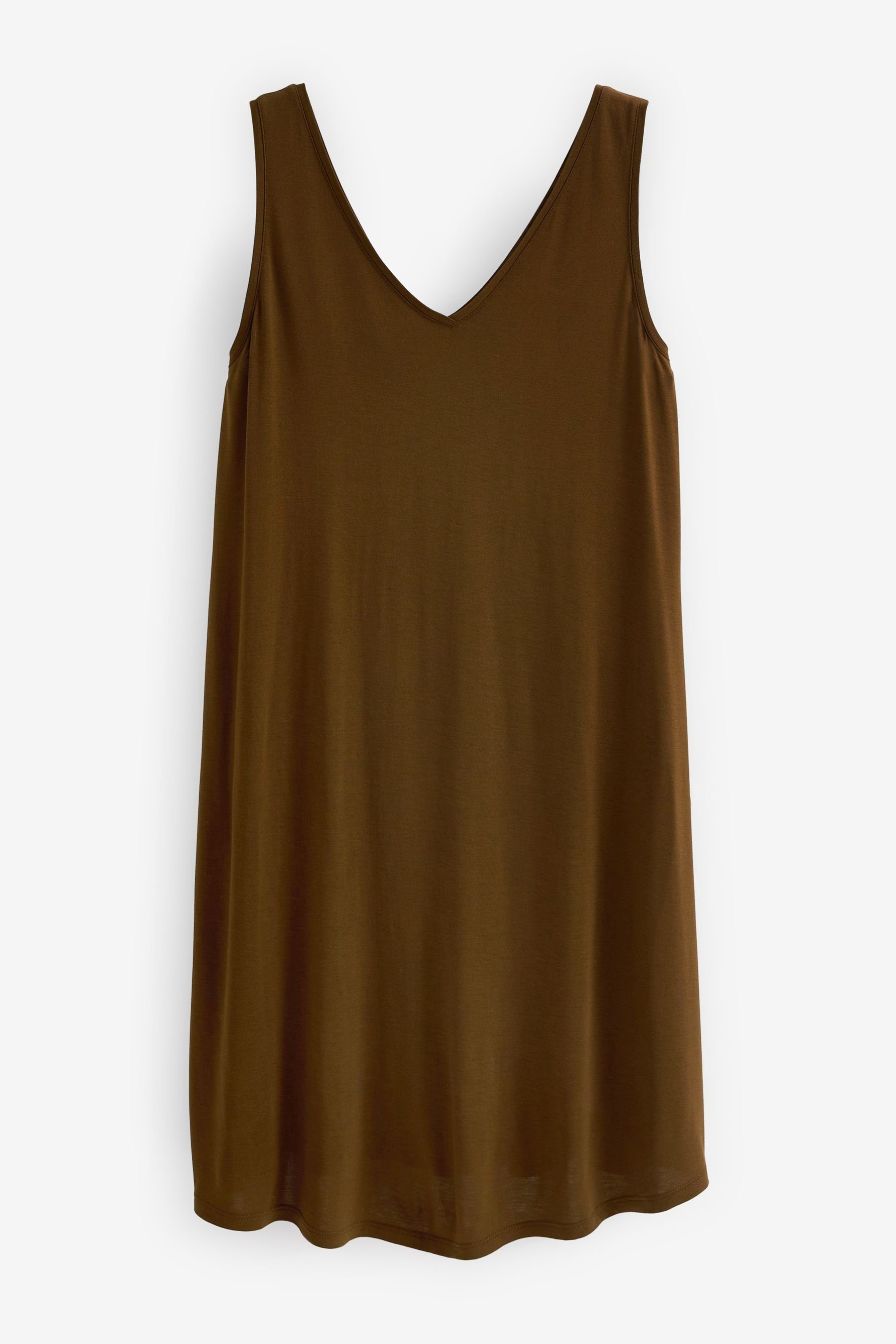 Next Jerseykleid Lässiges Kleid mit V-Ausschnitt (1-tlg) Brown