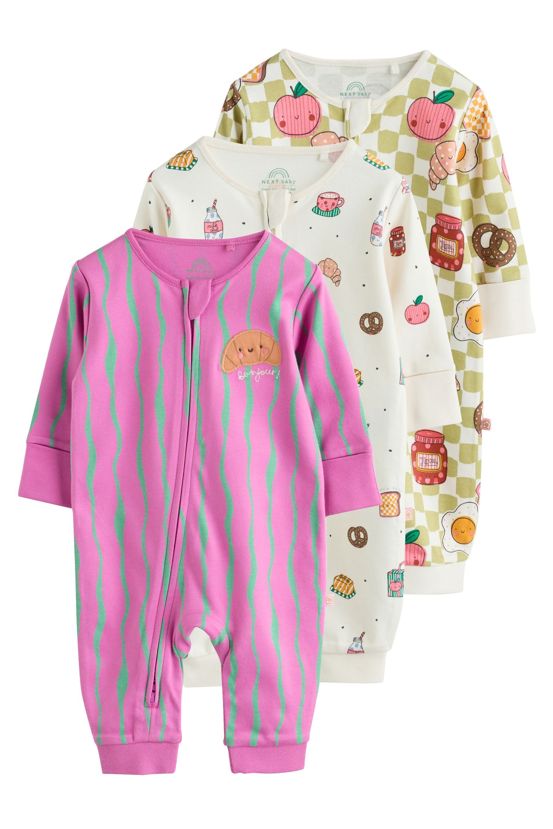 Schlafoverall Babyschlafanzüge mit Zweiwege-RV, 3er-Pack