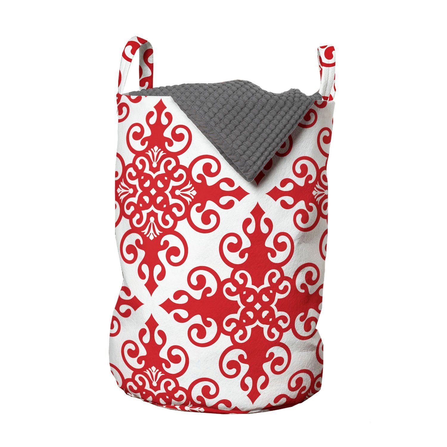 Abakuhaus Wäschesäckchen Wäschekorb mit Griffen Kordelzugverschluss für Waschsalons, rot West Scroll Ornament