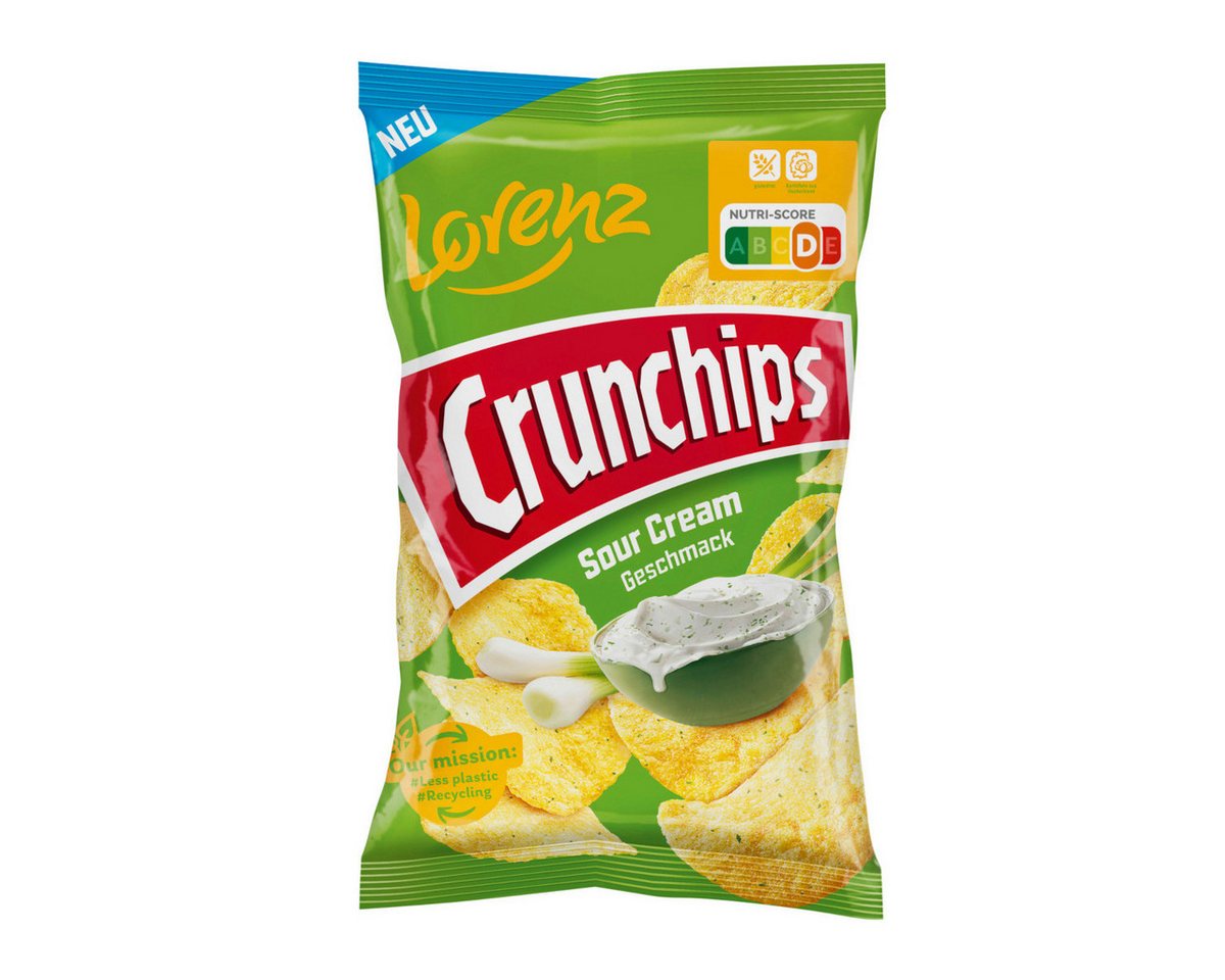 LORENZ Knabberei, Lorenz Crunchips Sour Cream Kartoffelchips mit Sauerrahm 150g